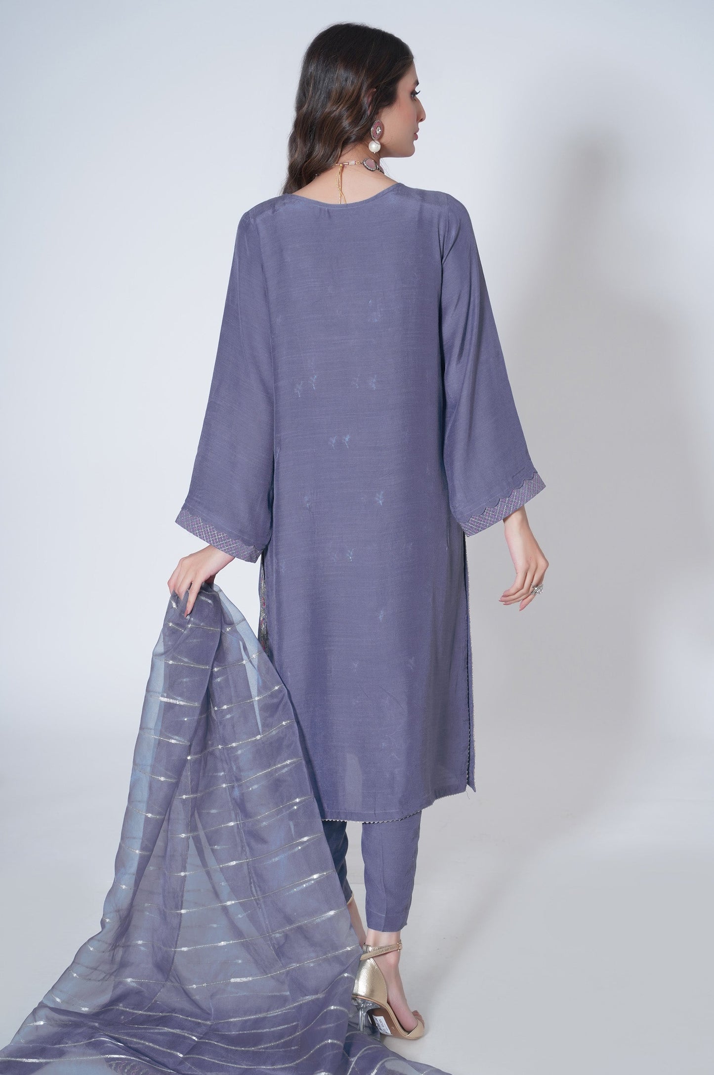 3 Piece Unstitched Embroidered Raw silk Suit