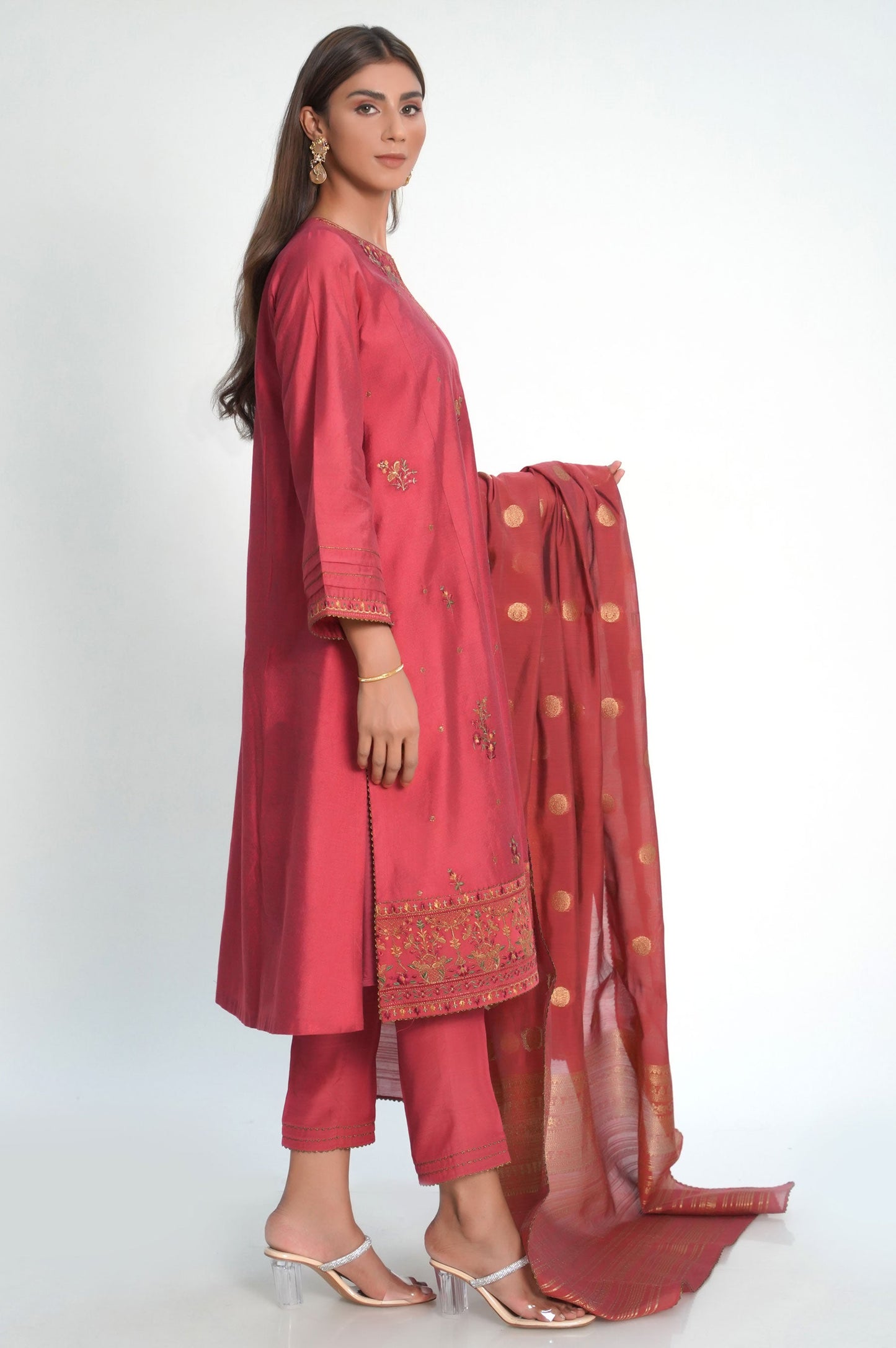 Unstitched 3 Piece Embroidered Cotton Net Suit
