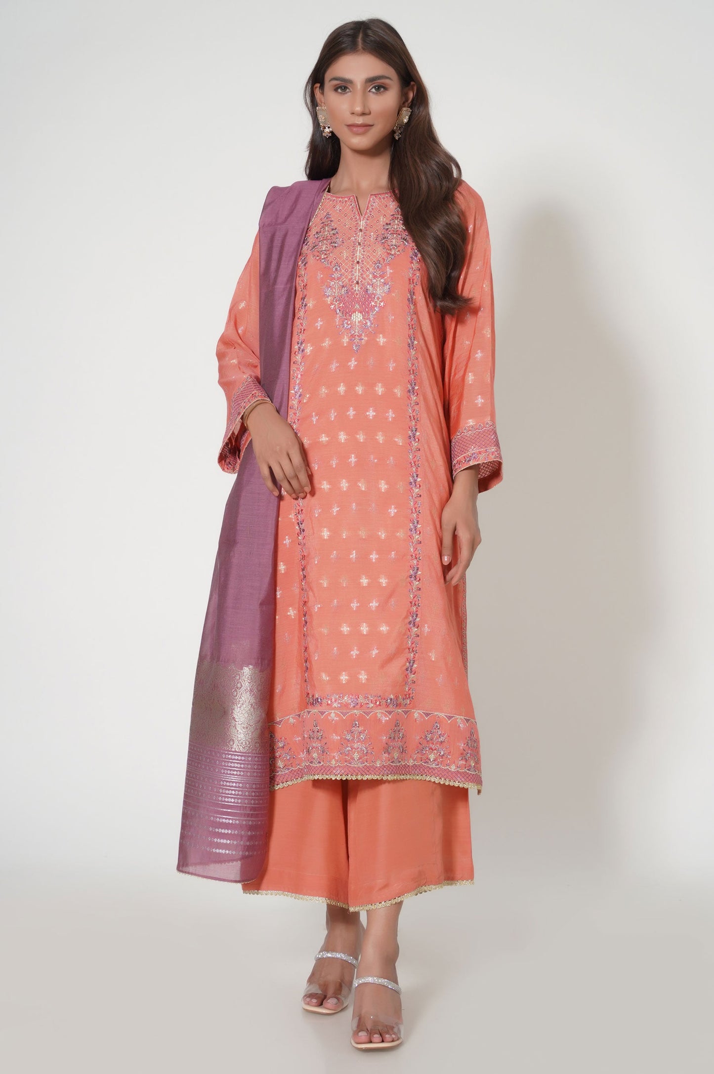 3 Piece Unstitched Embroidered Zari Jacquard Suit