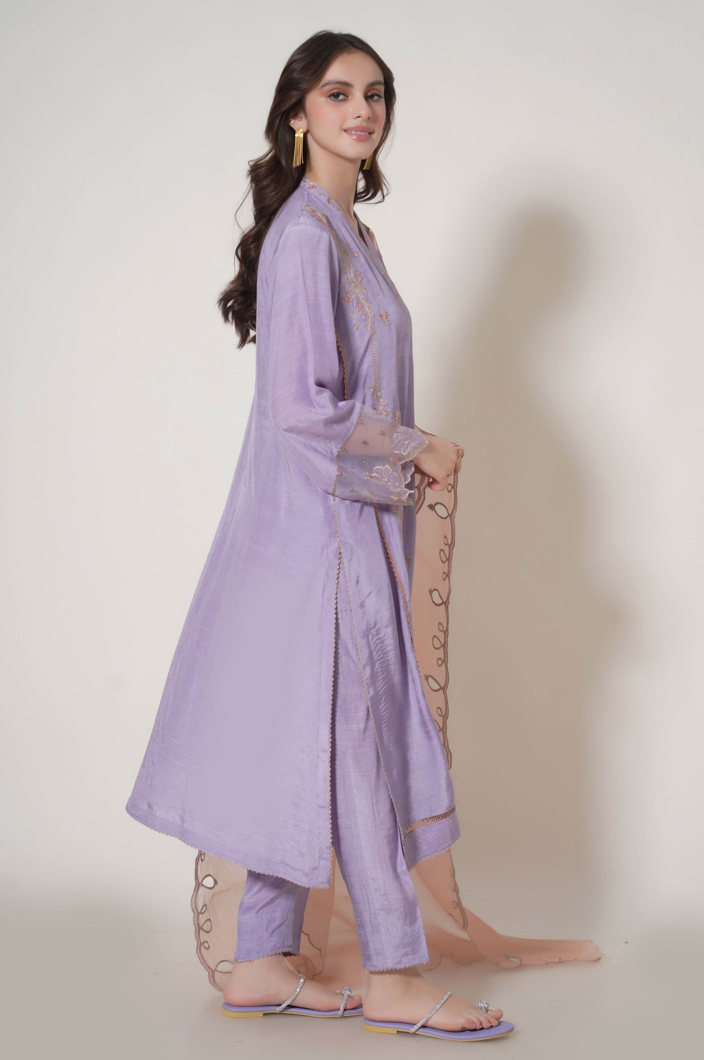 Unstitched 3 Piece Embroidered Raw Silk Suit
