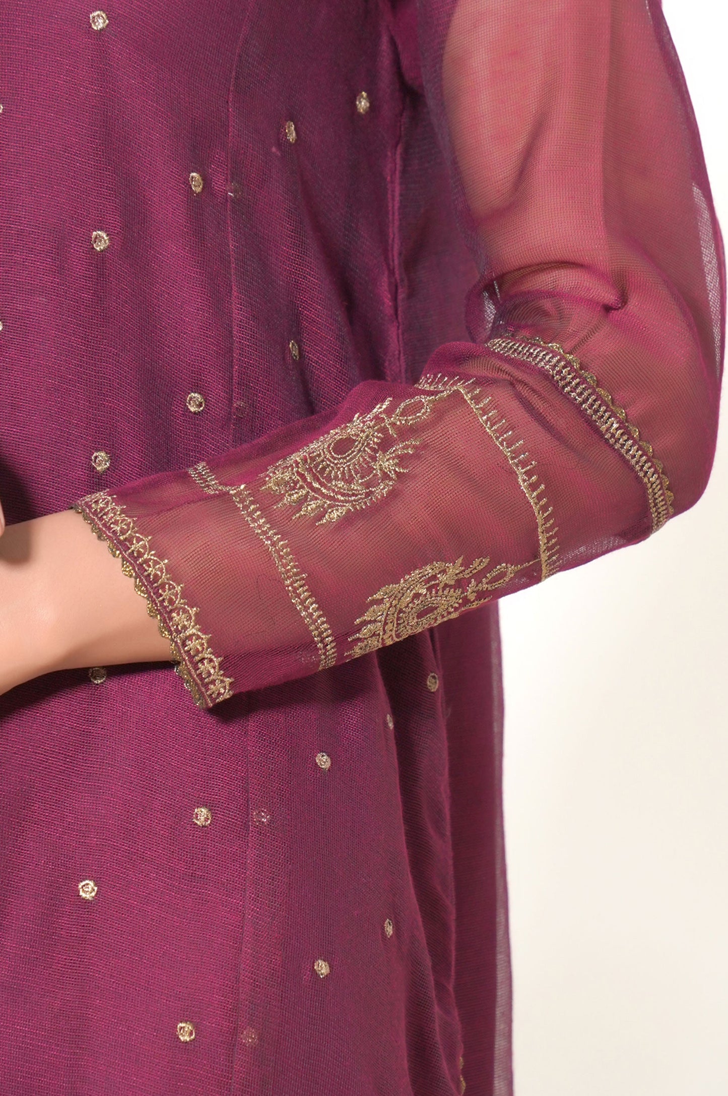 Unstitched 3 Piece Embroidered Khaddi Net Suit