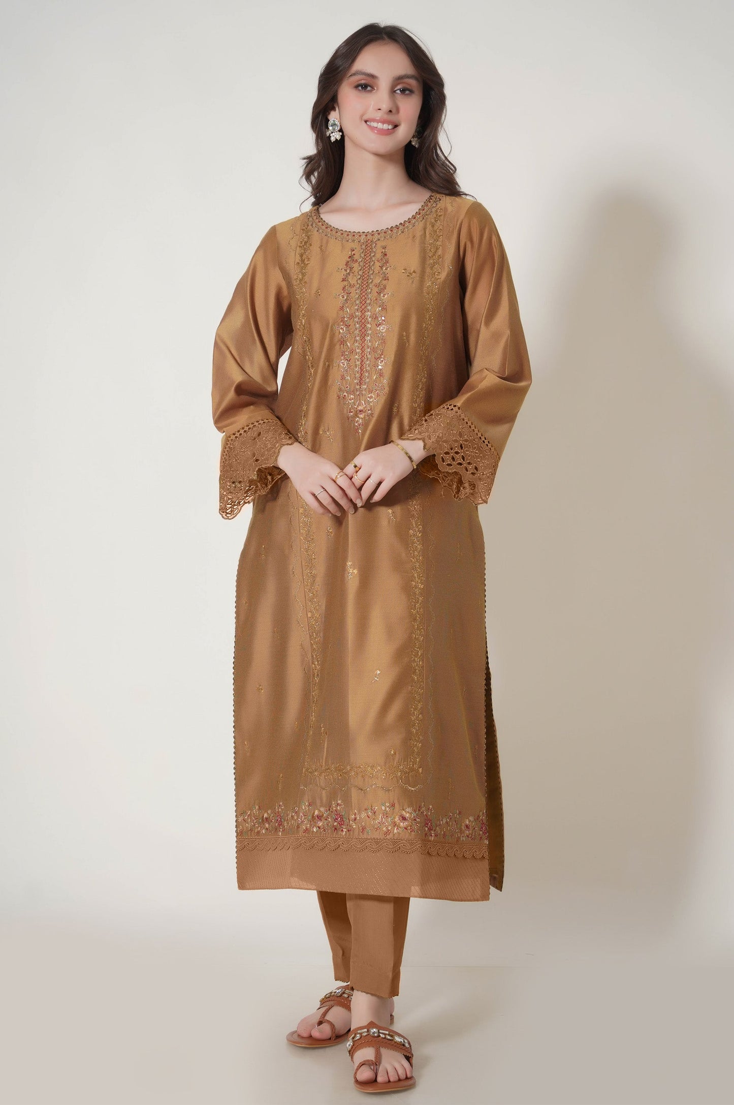 3 Piece Unstitched Embroidered Cotton Net Suit