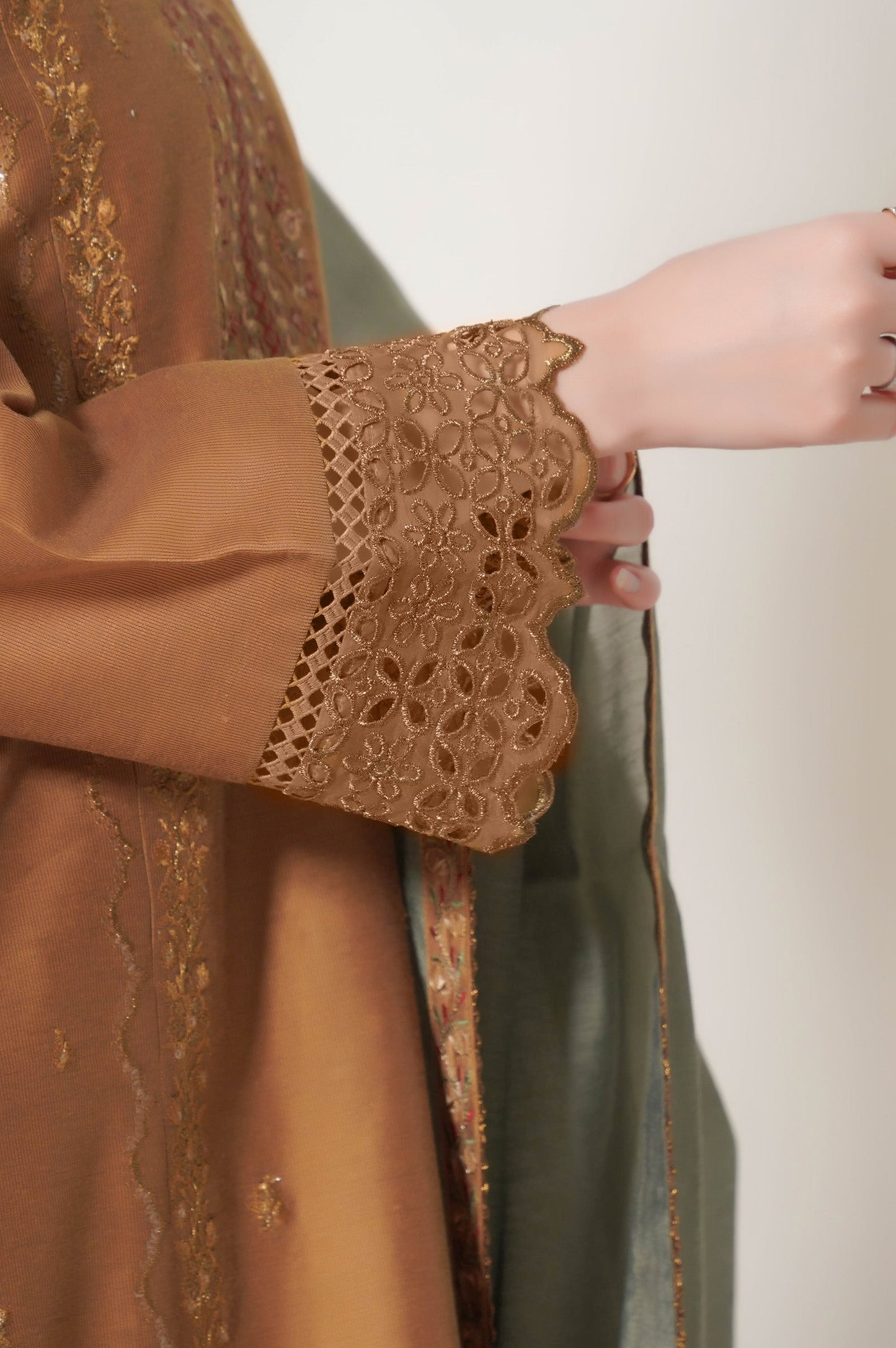 3 Piece Unstitched Embroidered Cotton Net Suit