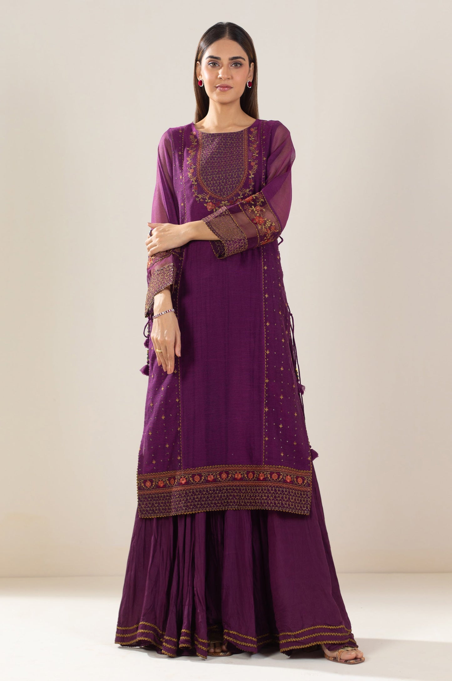 3 Piece Unstitched Embroidered Khaddi Net Suit