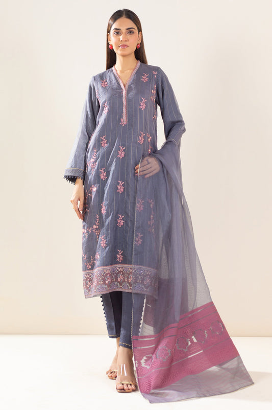 3 Piece Unstitched Embroidered Organza Suit