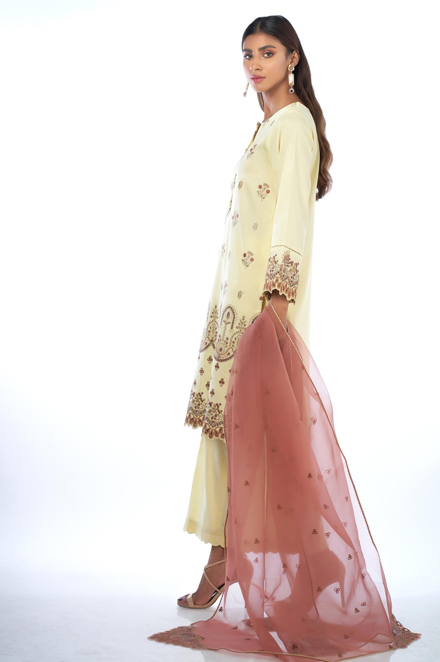 3 Piece Unstitched Embroidered Cotton Silk Suit