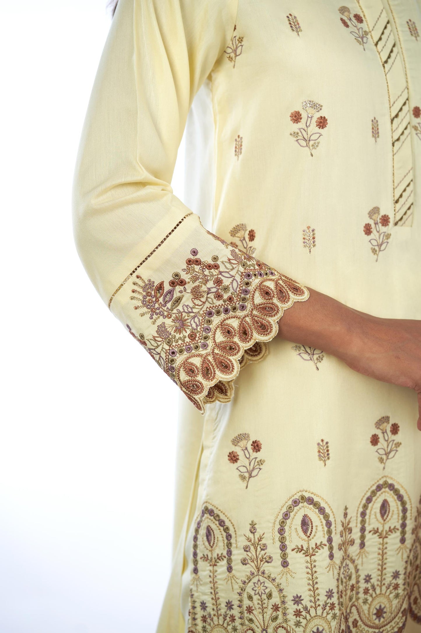 3 Piece Unstitched Embroidered Cotton Silk Suit