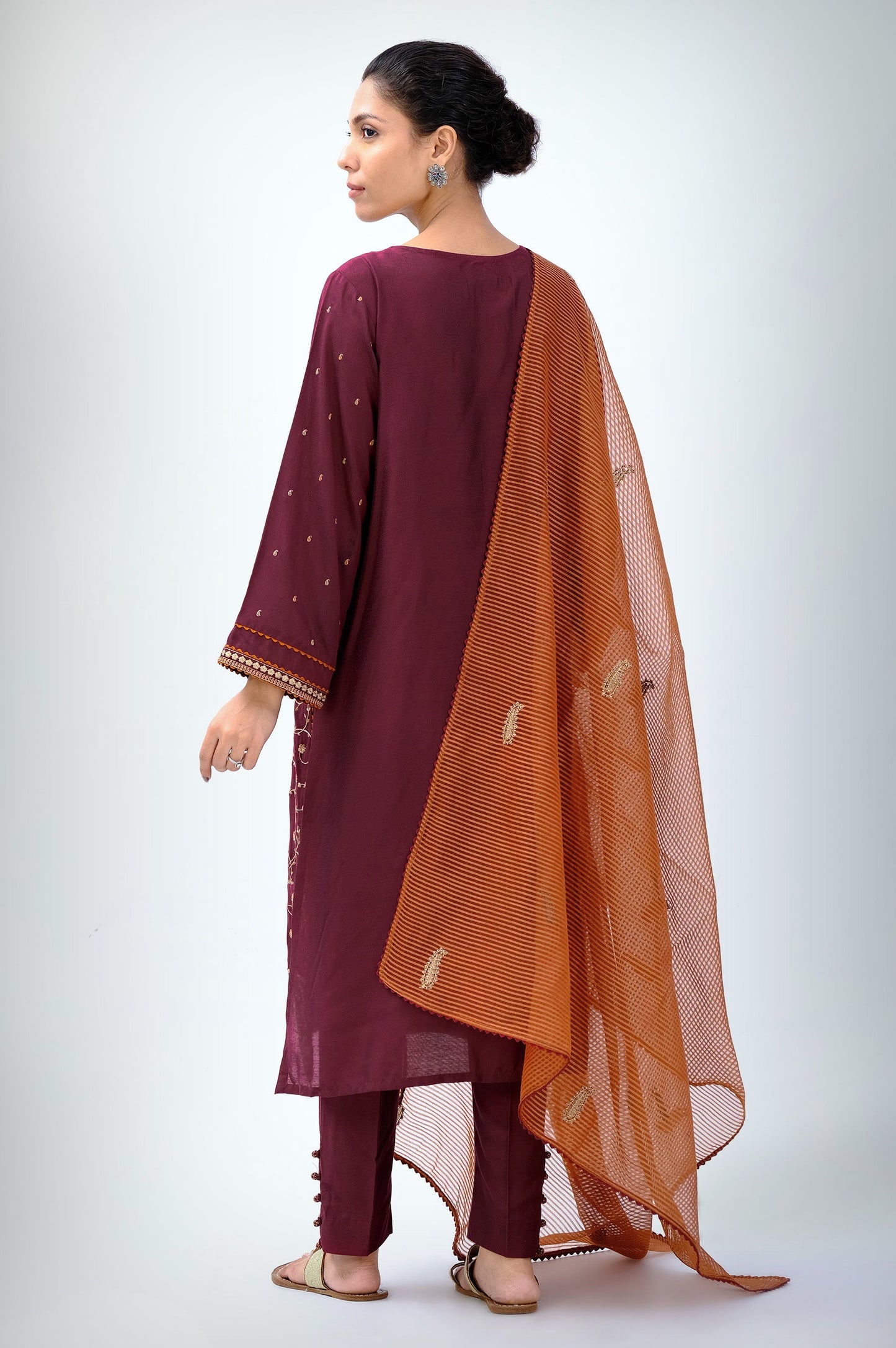 3 Piece Unstitched Embroidered Cotton Silk Suit