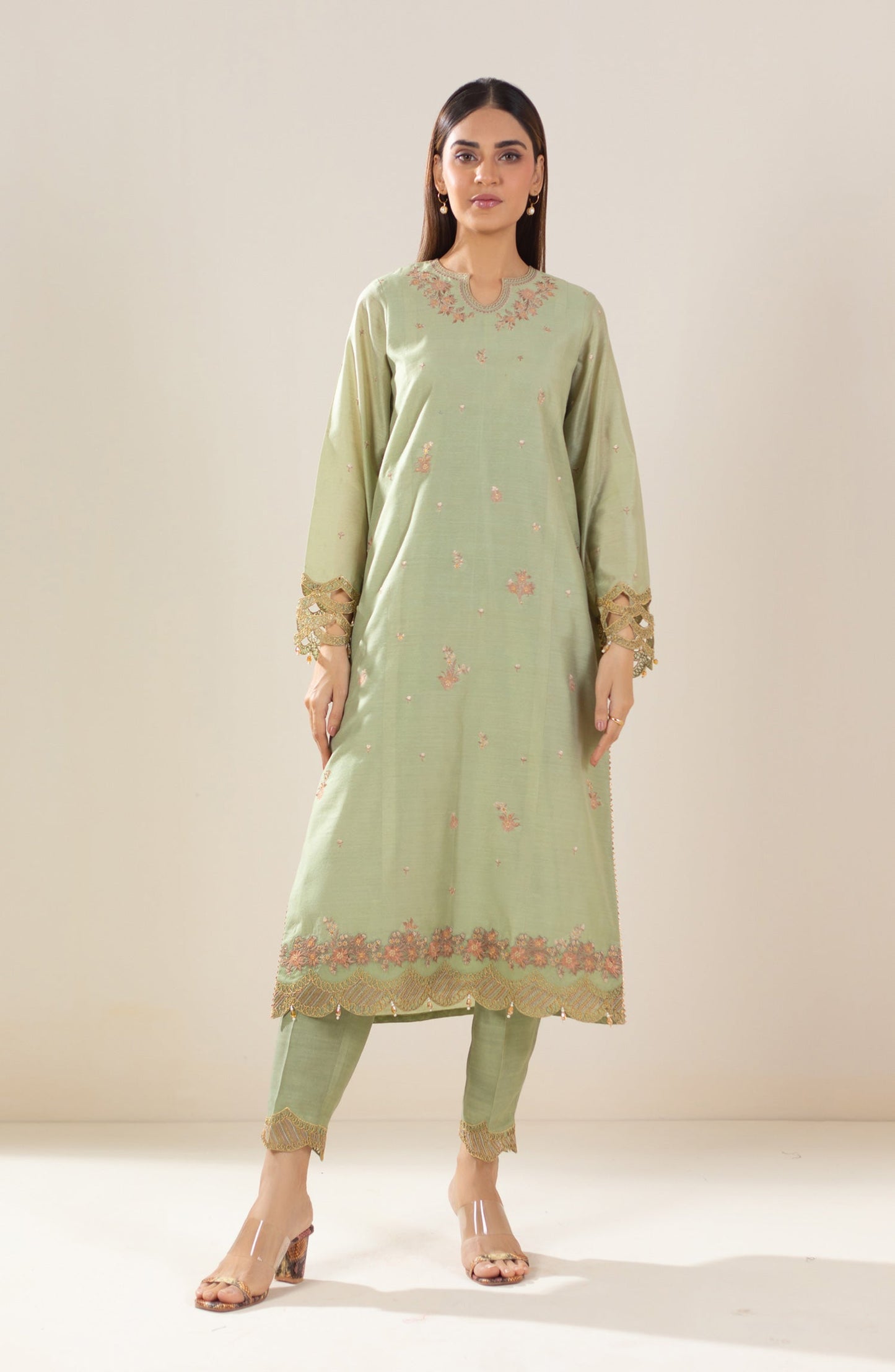 Unstitched 3 Piece Embroidered Cotton Net Suit