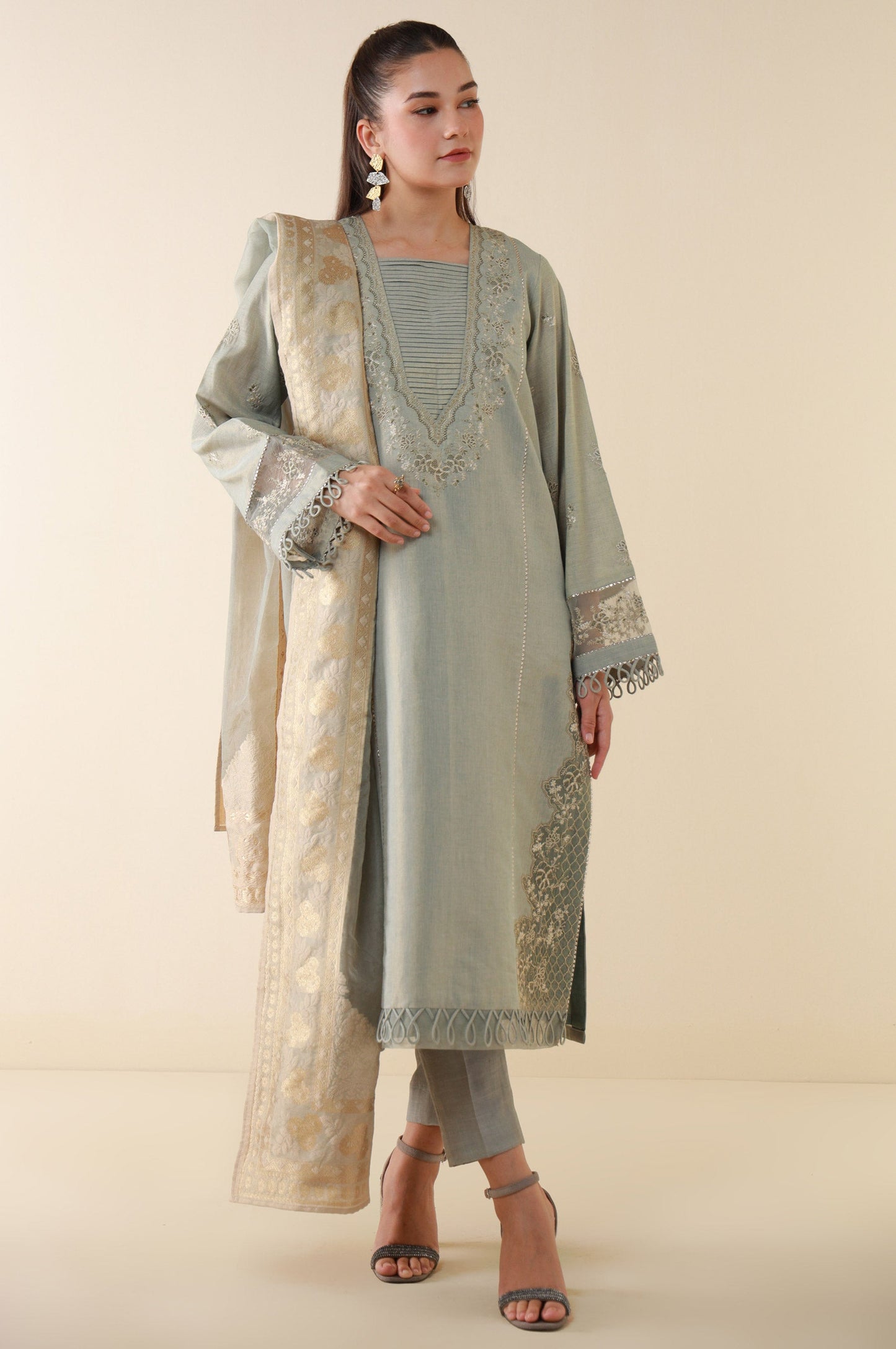 Unstitched 3 Piece Embroidered Mysuri Suit