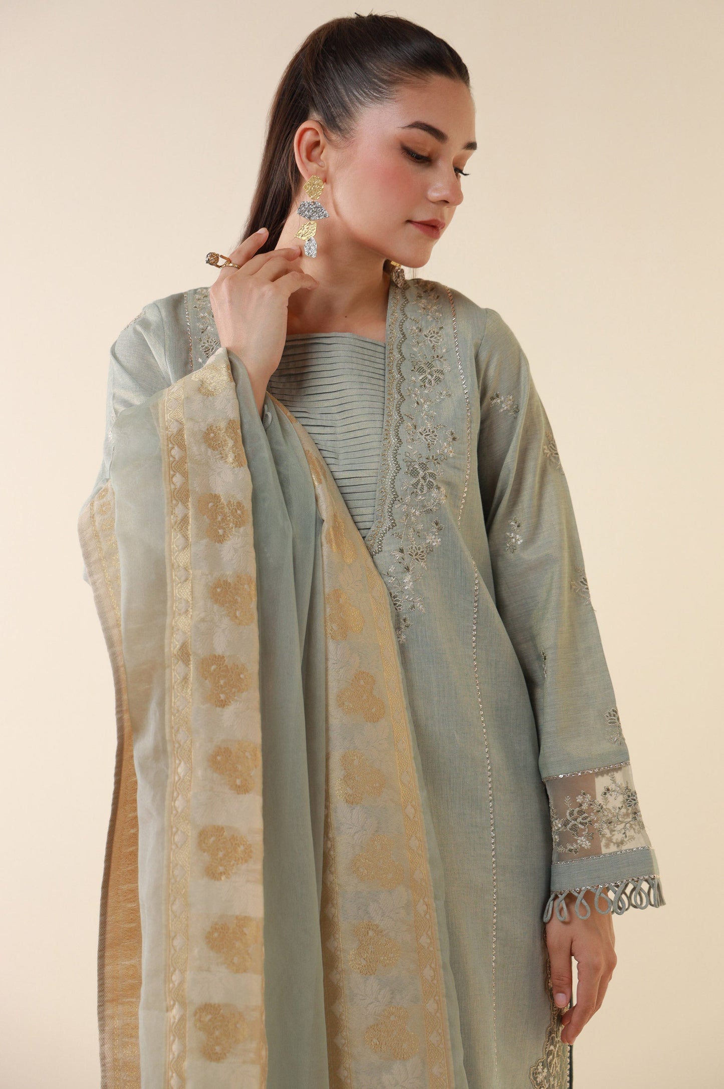 Unstitched 3 Piece Embroidered Mysuri Suit