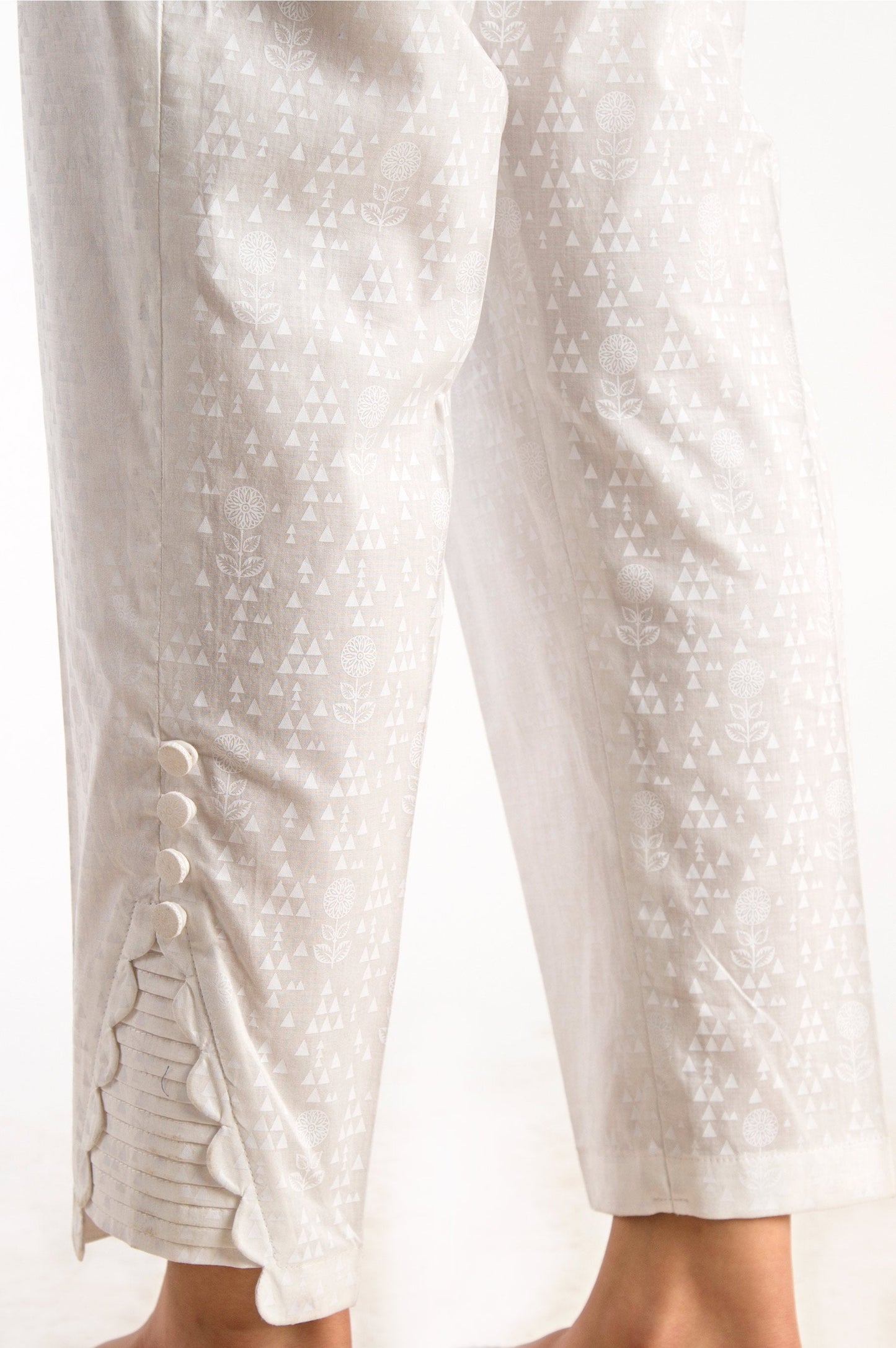Embellished Cigarette Pants - White Paste/White