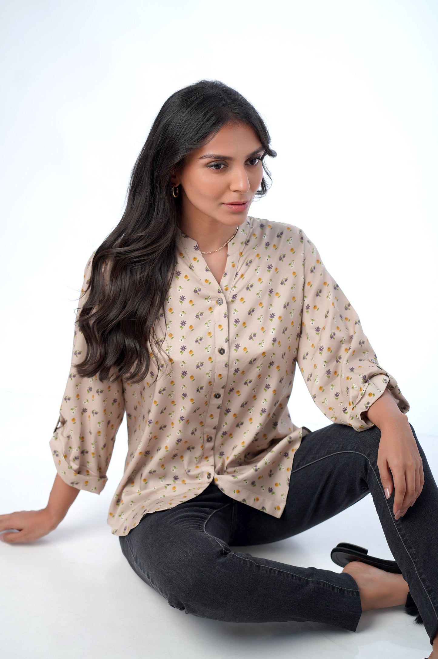 Stitched 1 Piece Western Tencel Printed floral Top