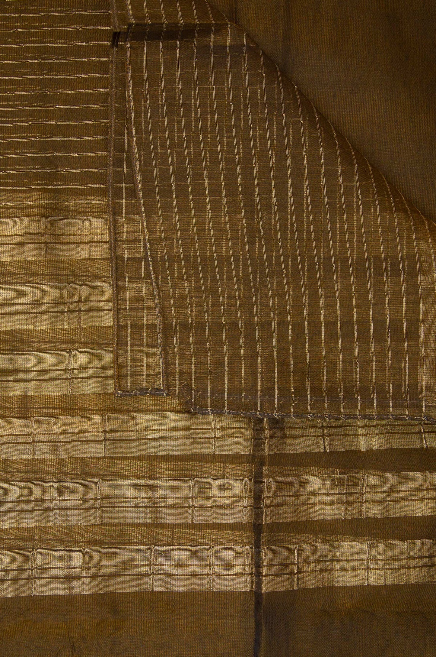 Printed Woven Zari Gold Dupatta - Copper