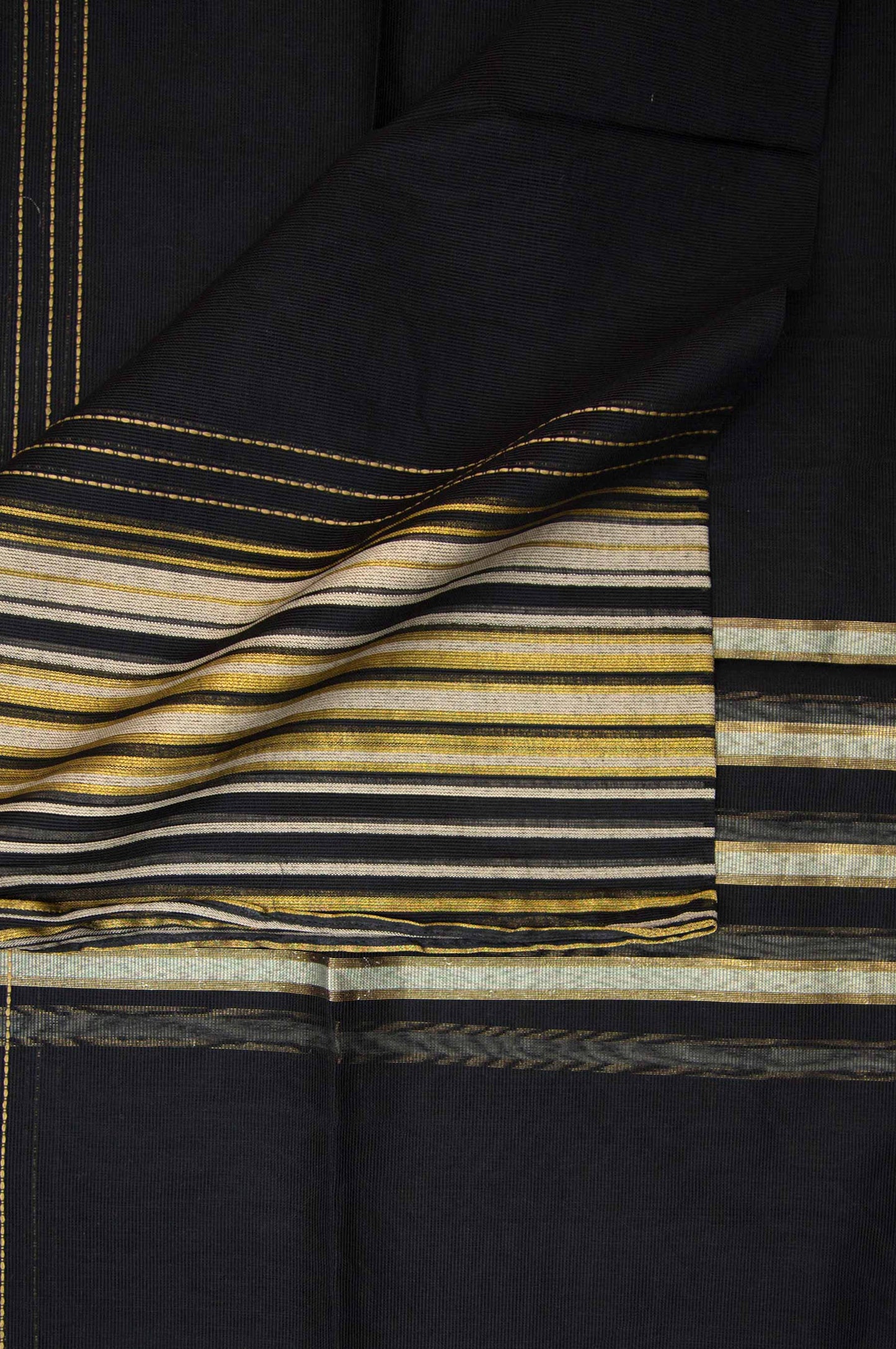 Printed Woven Zari Gold Dupatta - Black