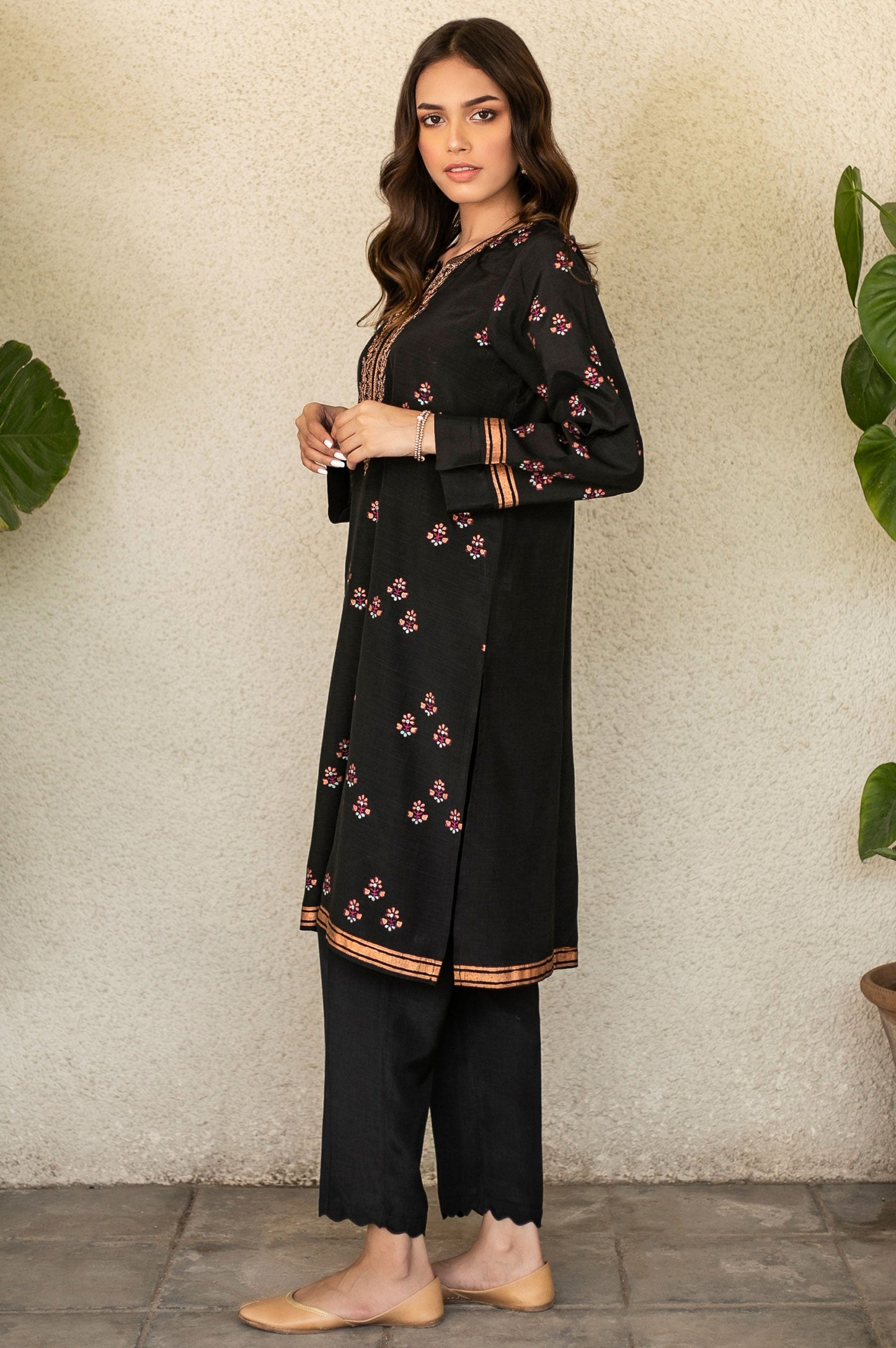 Stitched 1 Piece Raw Silk Embroidered Shirt