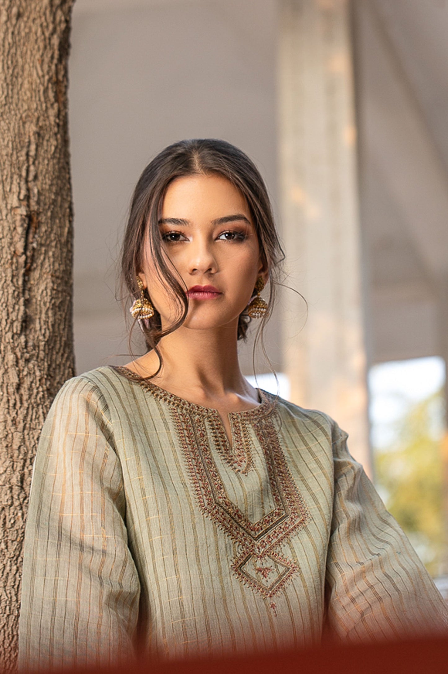 Stitched 1 Piece Khaddi Net Embroidered Shirt