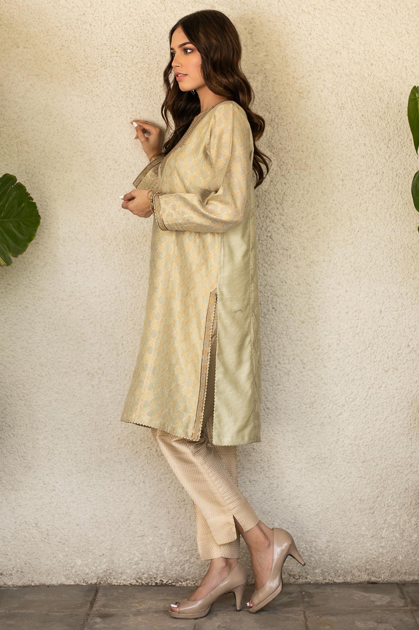 Stitched 1 Piece Jacquard Embroidered Shirt