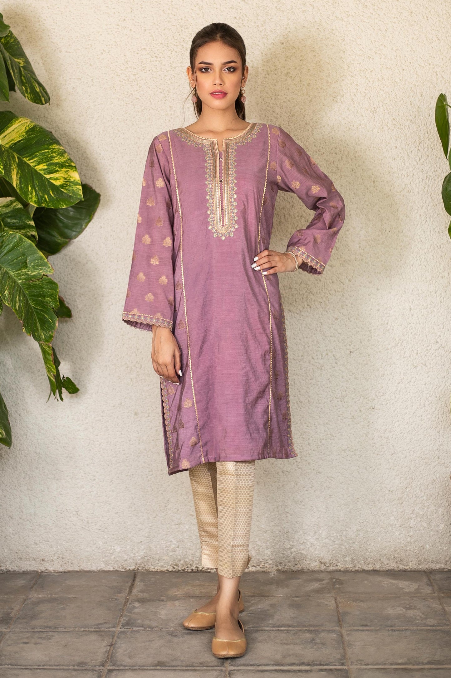 Stitched 1 Piece Jacquard Embroidered Shirt