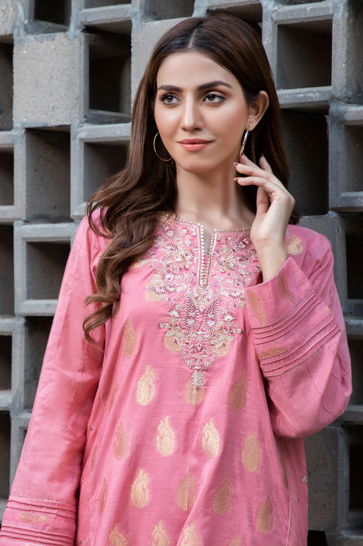 Stitched 1 Piece Jacquard Embroidered Shirt