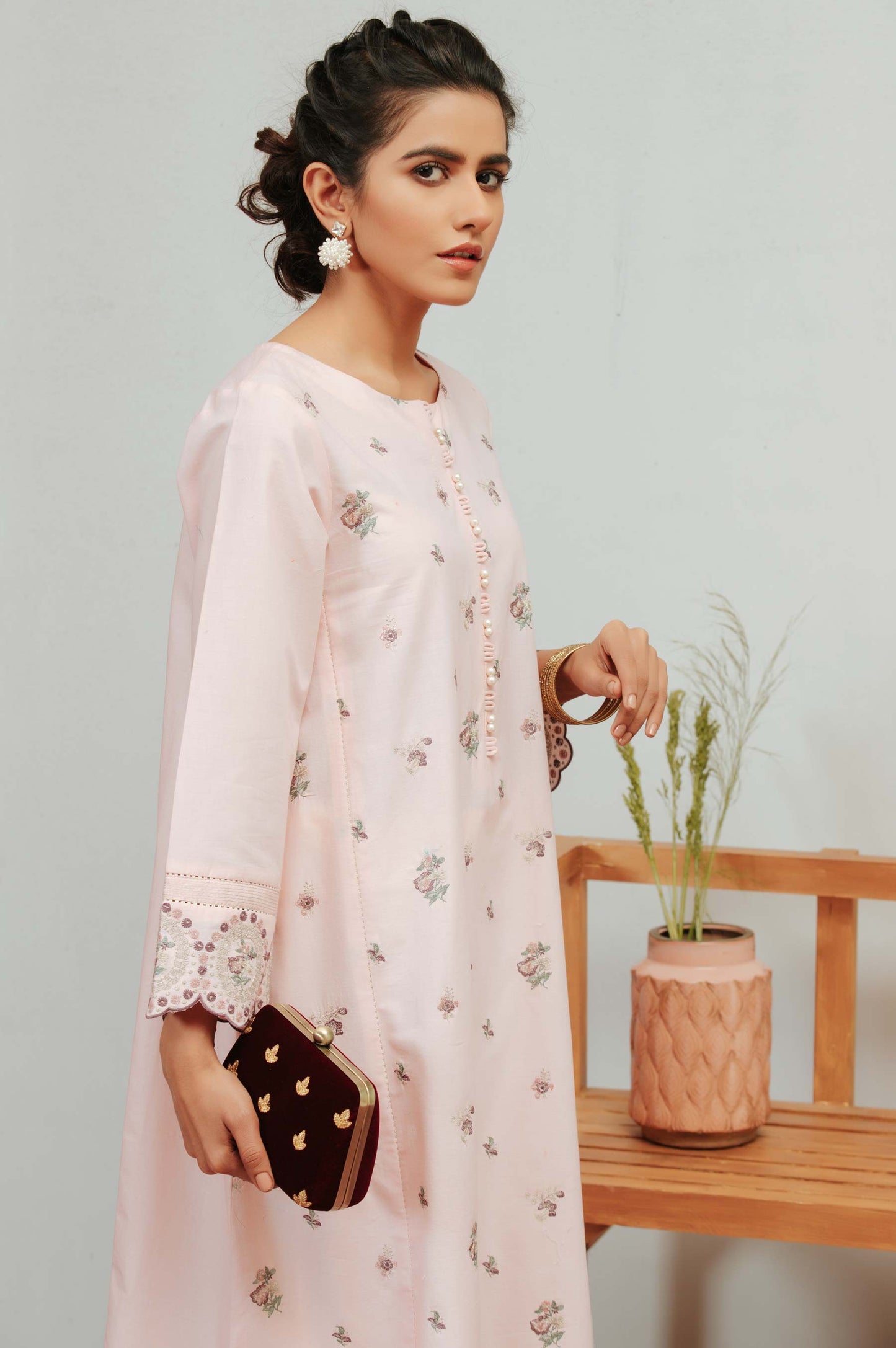 Stitched 1 Piece Cambric Embroidered Shirt