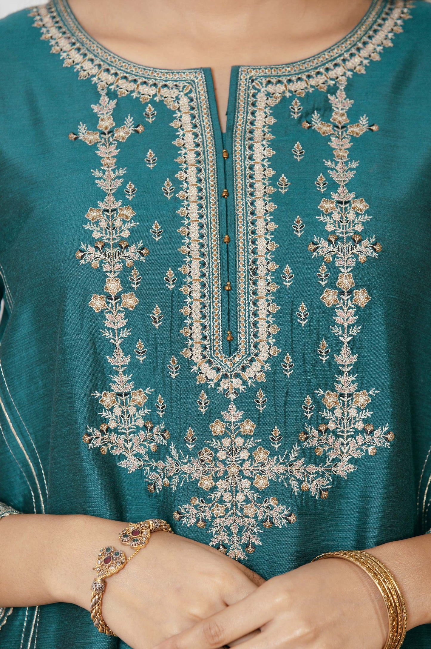 Stitched 1 Piece Cotton Silk Embroidered Shirt