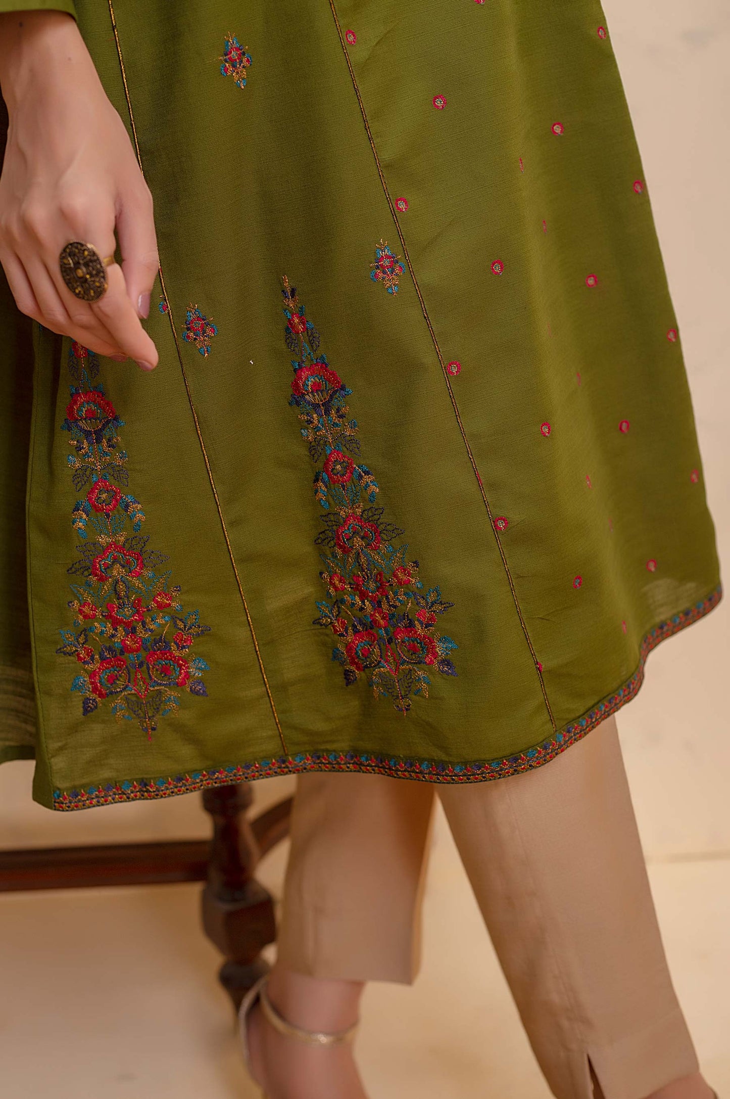 Stitched 1 Piece Khaddar Embroidered Shirt