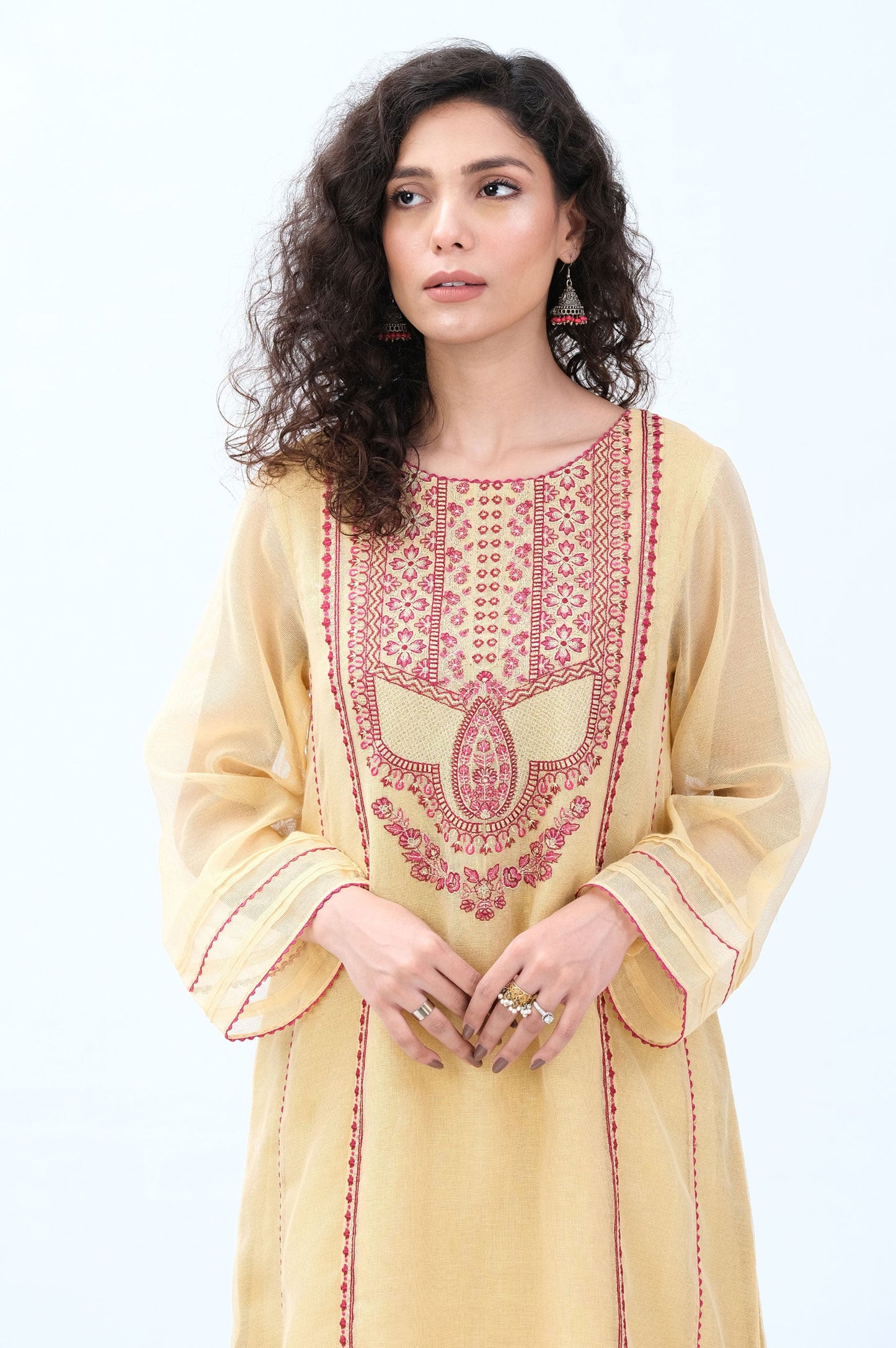 Stitched 1 Piece khaddi Net Embroidered Shirt