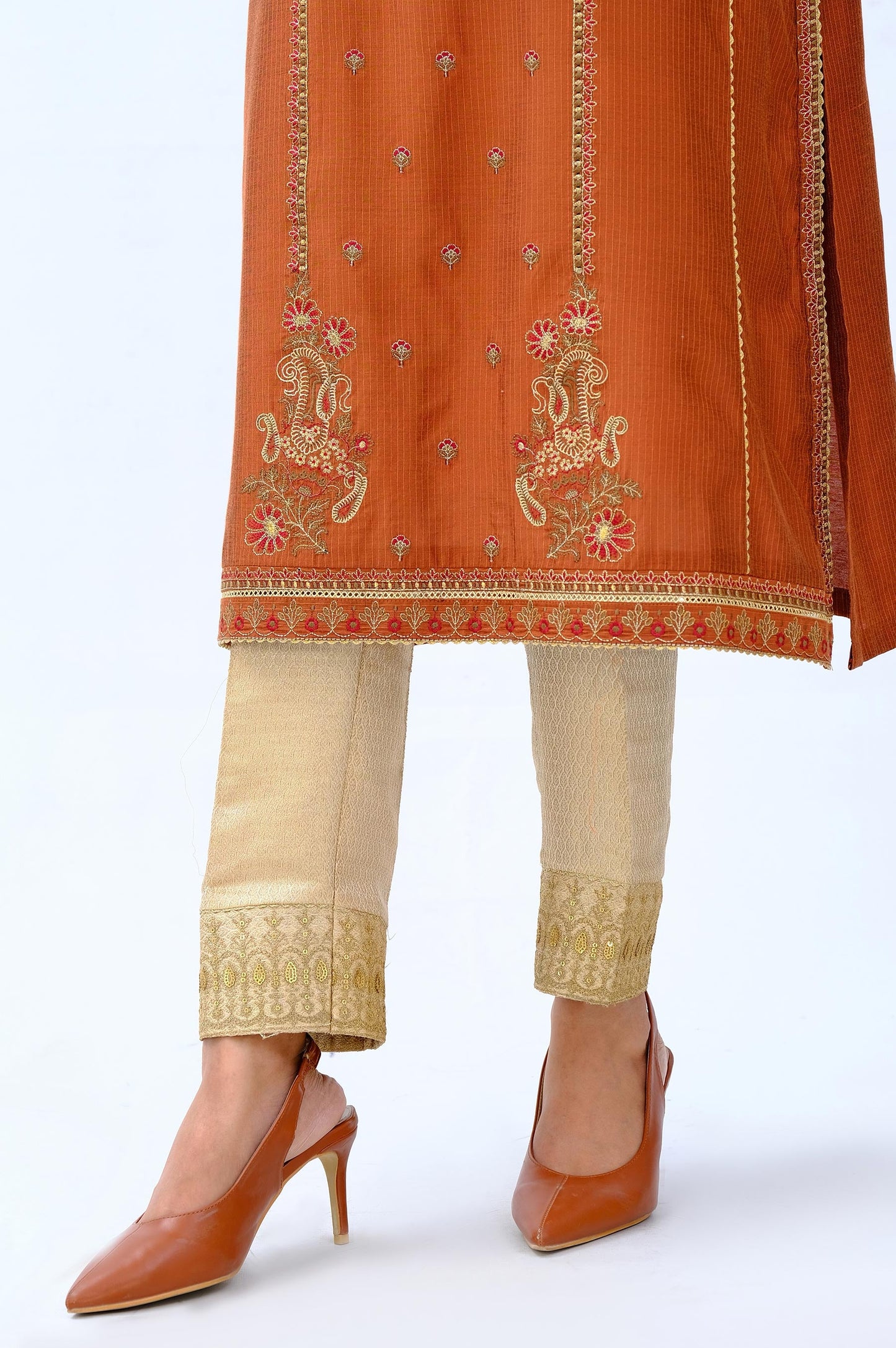 Stitched 1 Piece Cotton Silk Embroidered Shirt