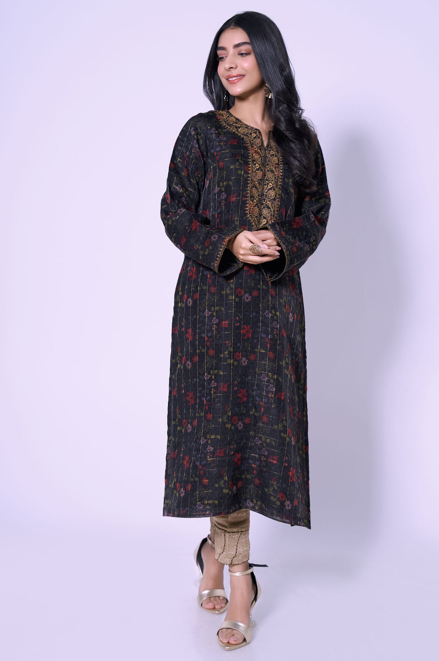 Stitched 1 Piece Printed Organza Embroidered Shirt