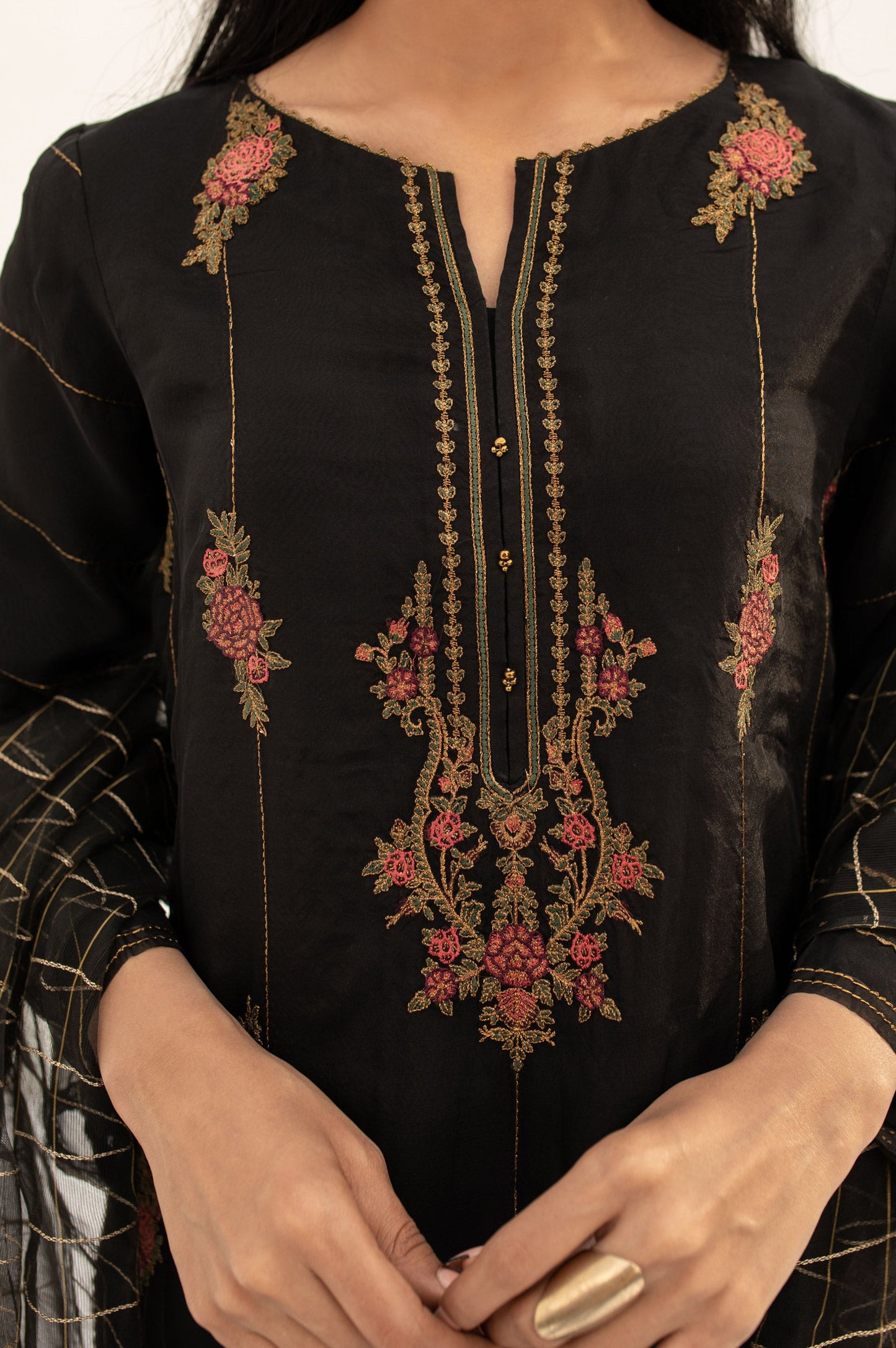 Stitched 2 Piece Embroidered Organza Outfit