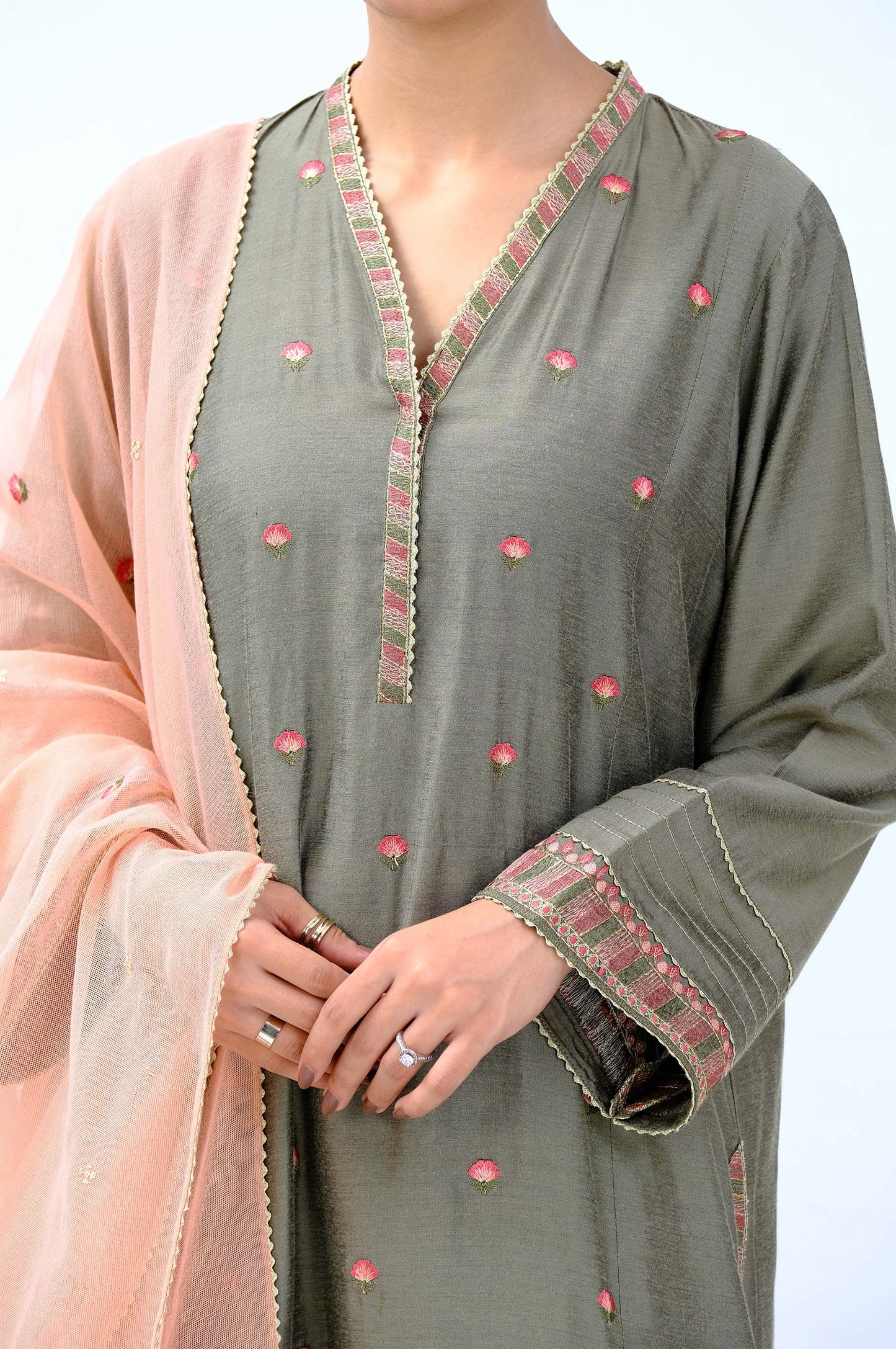 Stitched 2 Piece Cotton Silk Suit