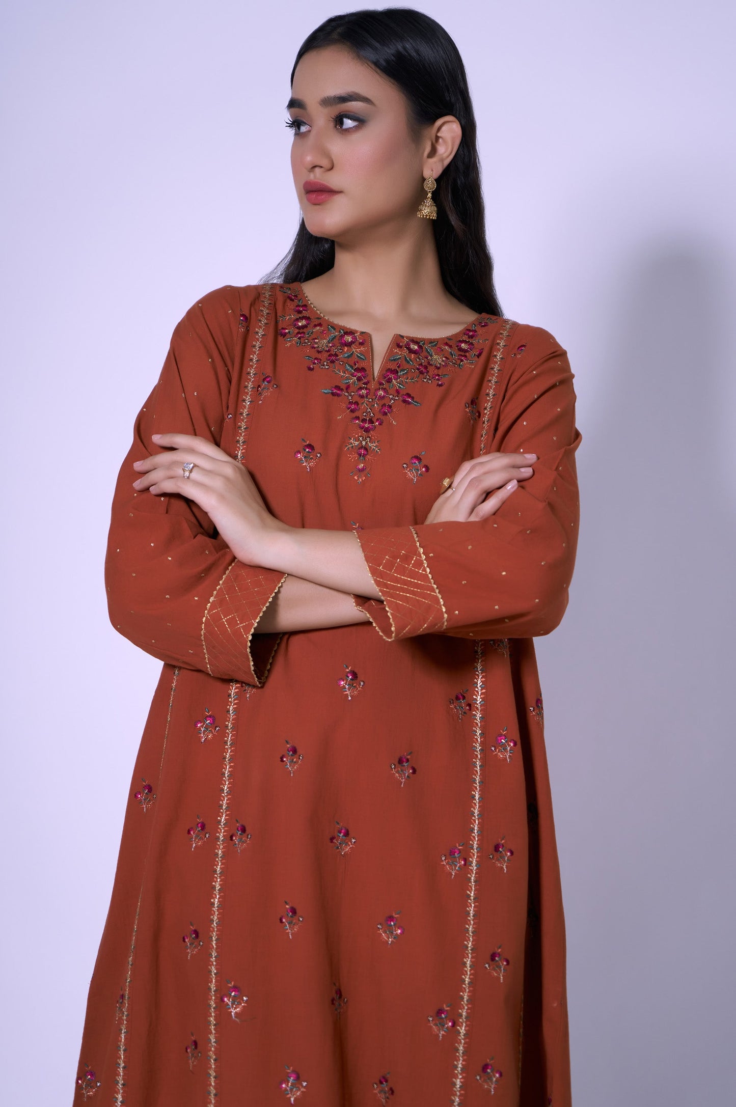 Stitched 2 Piece Cambric Embroidered Outfit