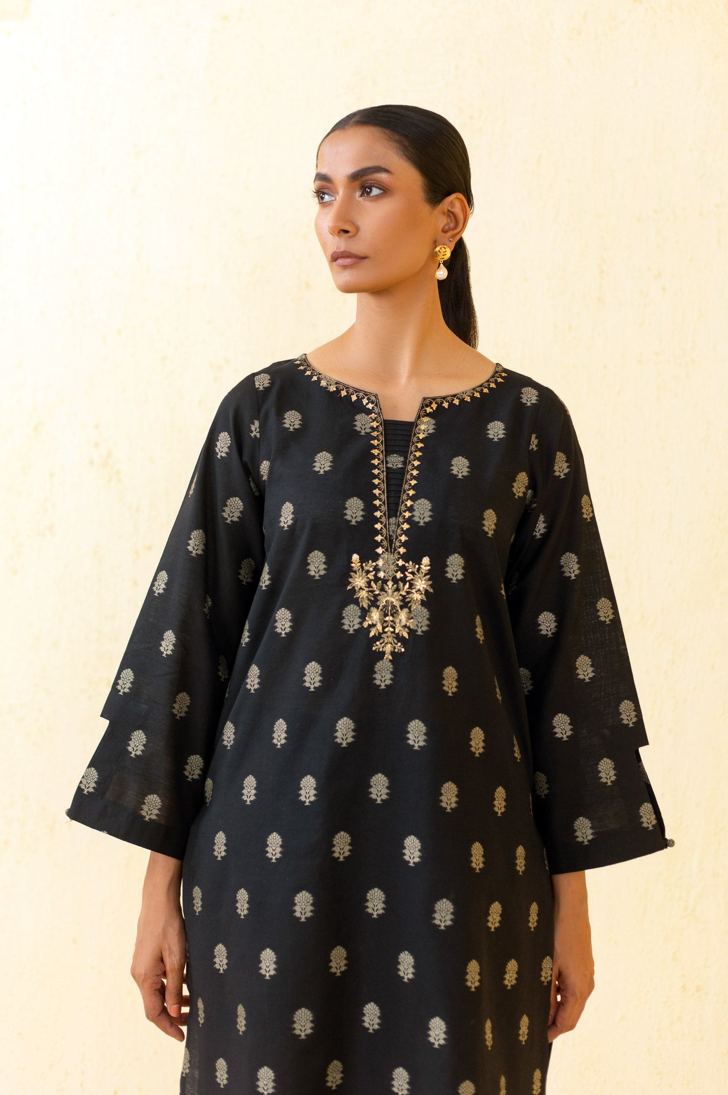 Stitched 2 Piece Embroidered Cotton Silk Outfit