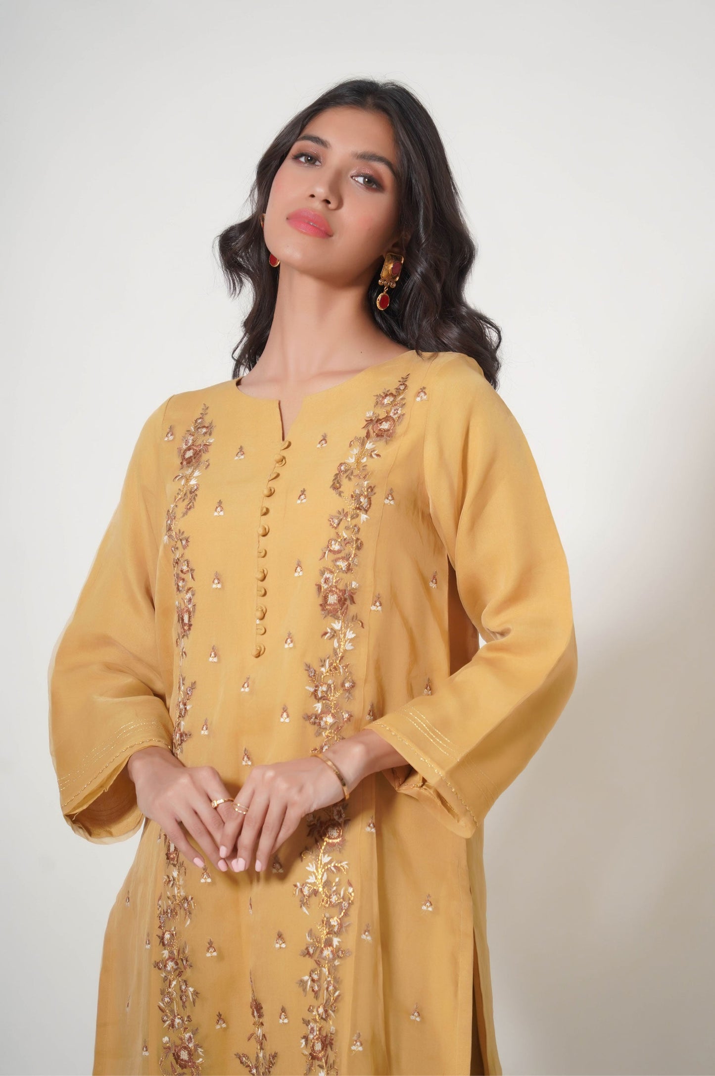 Stitched 2 Piece Embroidered Organza Outfit