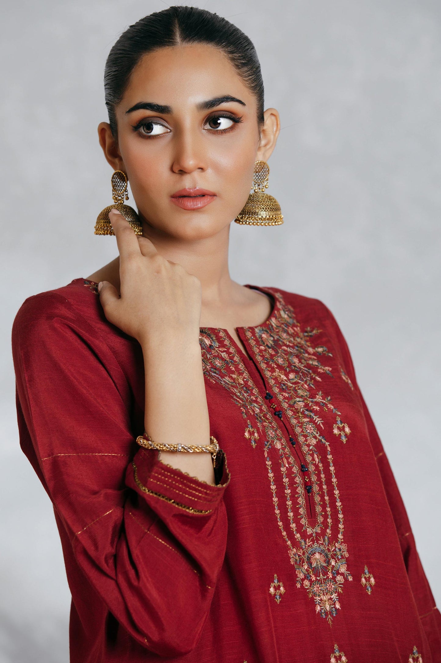 Stitched 3 Piece Raw Silk Embroidered Suit