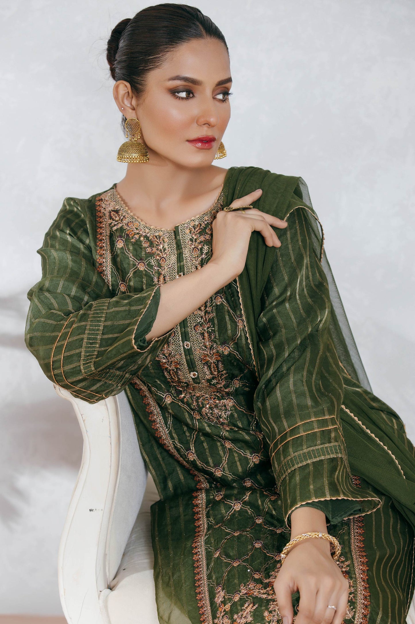 Stitched 3 Piece Organza Outfit