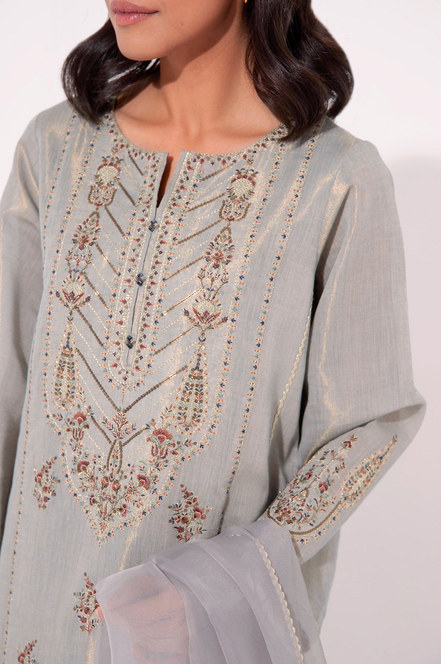 Stitched 3 Piece Embroidered Cotton Mysuri Outfit