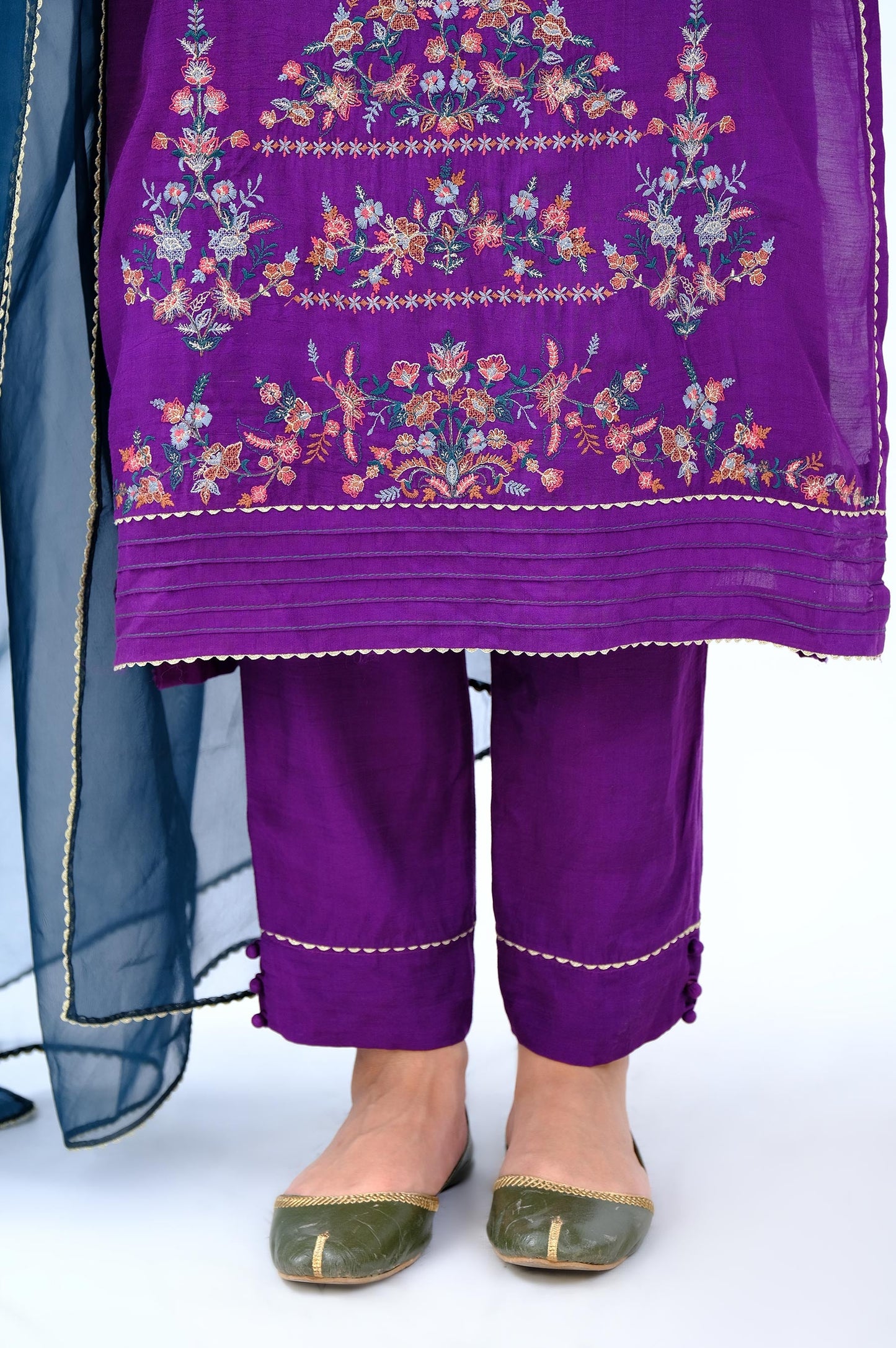 Stitched 3 Piece Rawsilk Embroidered Outfit