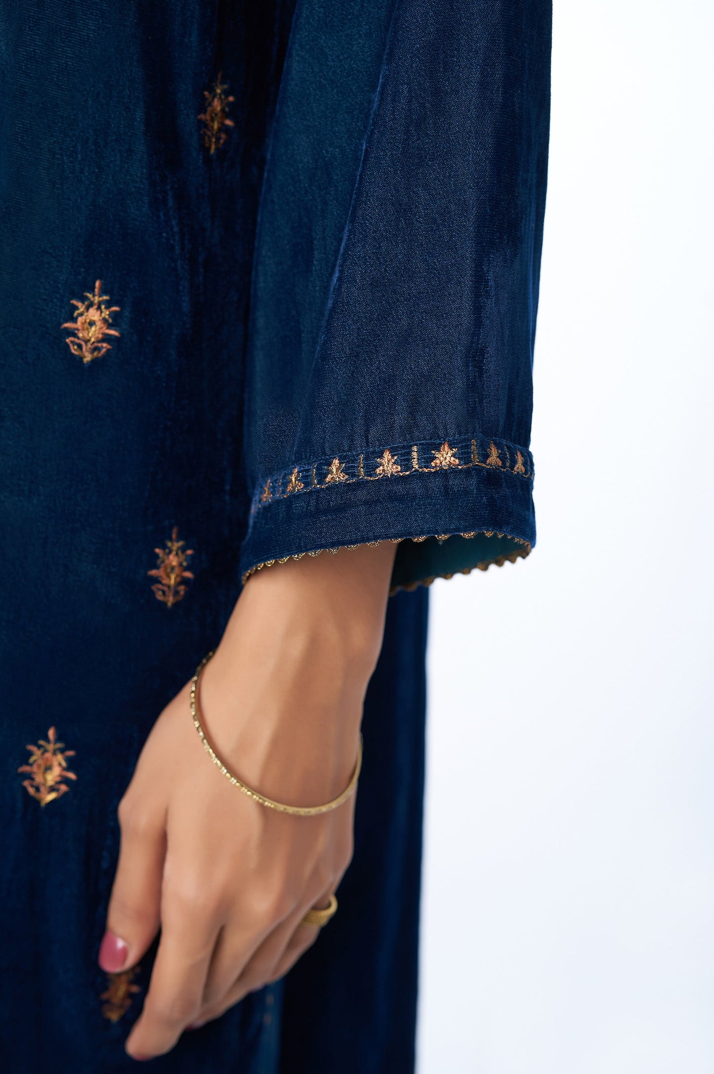 Stitched 3 Piece Velvet Embroidered Suit