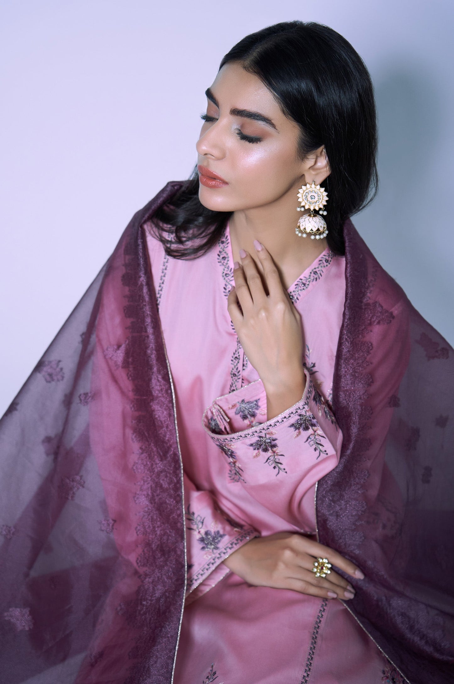 Stitched 3 Piece Cotton Silk Embroidered Outfit