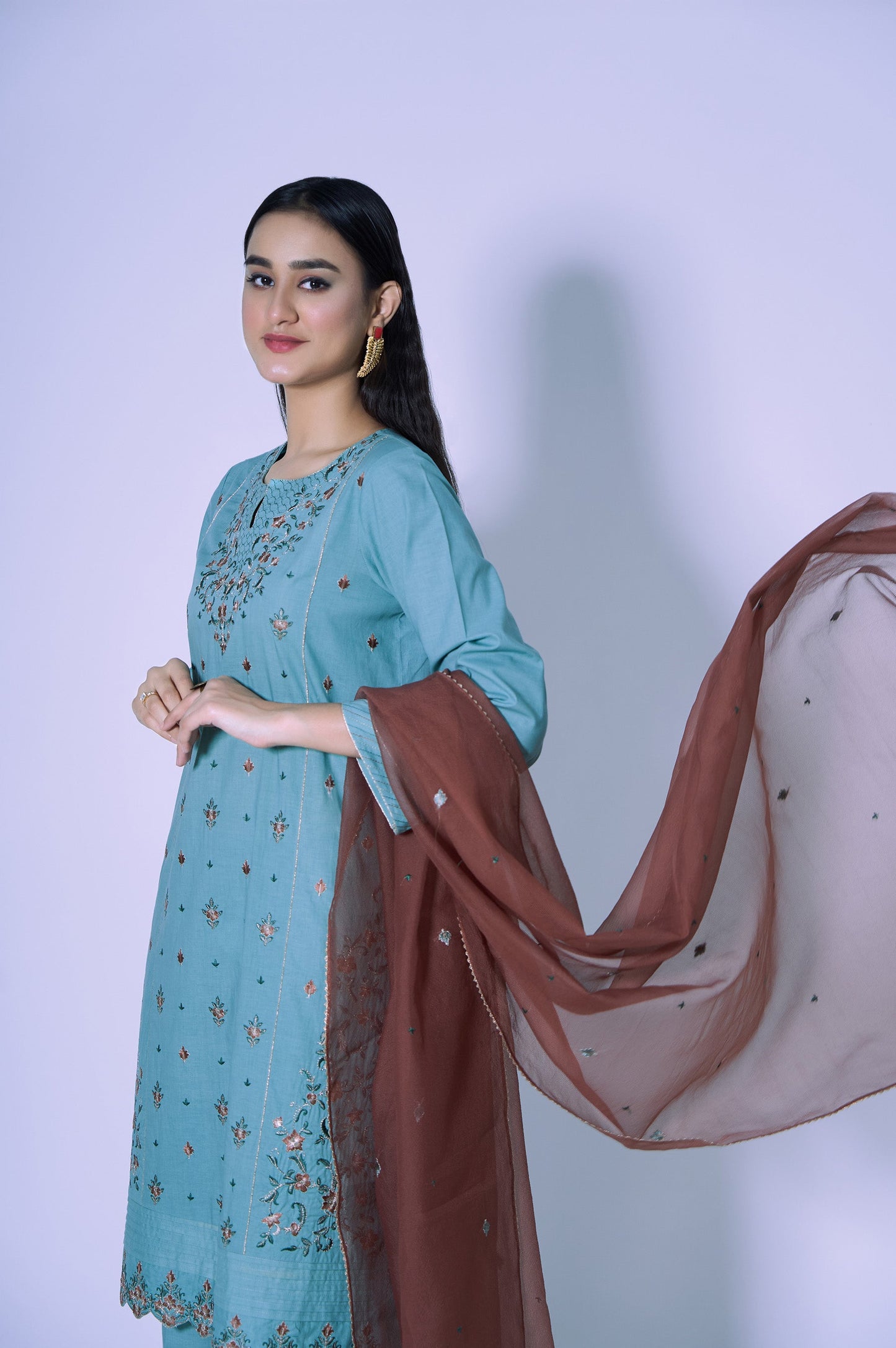 Stitched 3 Piece Cambric Embroidered Outfit