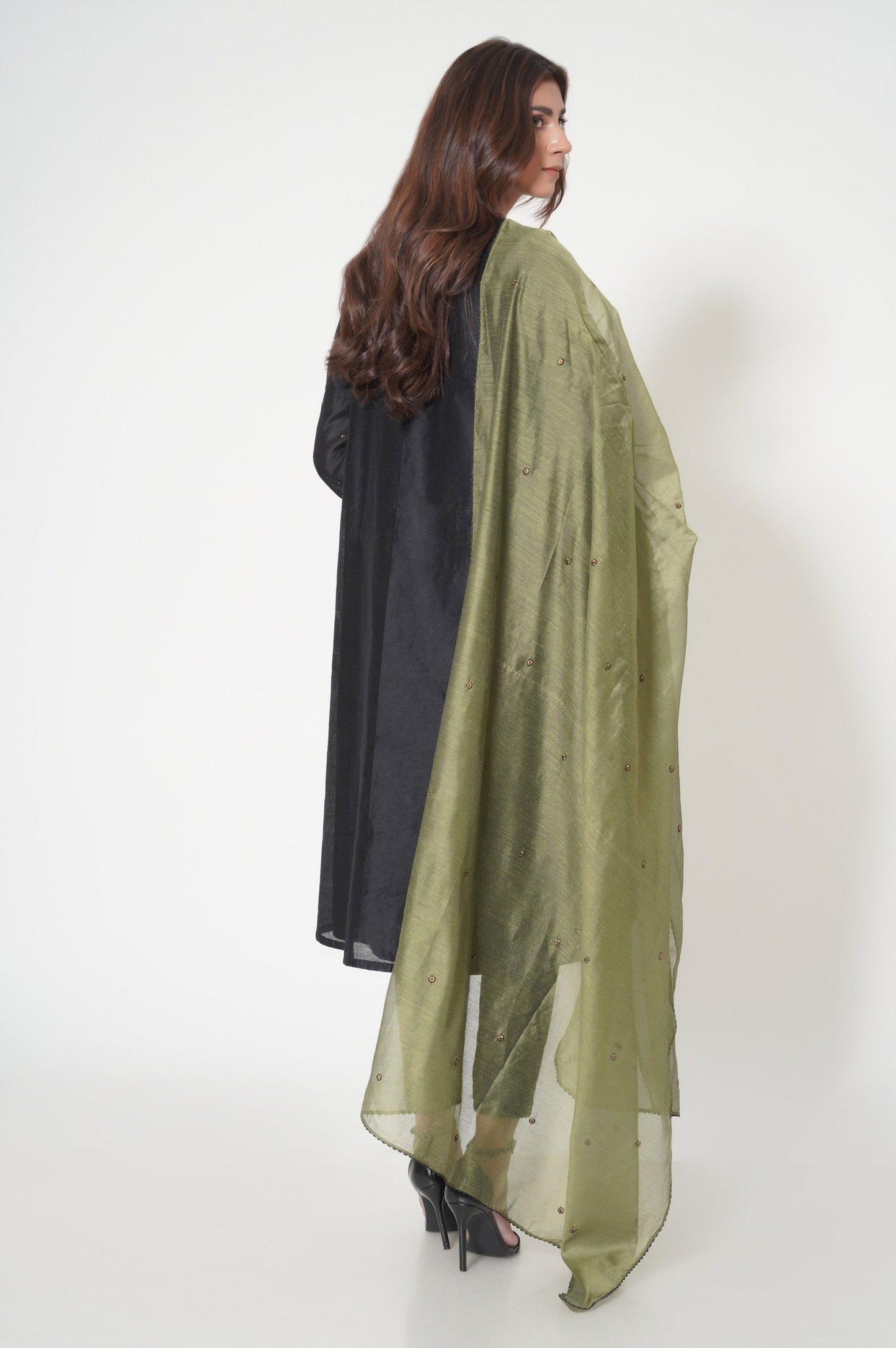 Stitched 3 Piece Embroidered Cotton Net Outfit