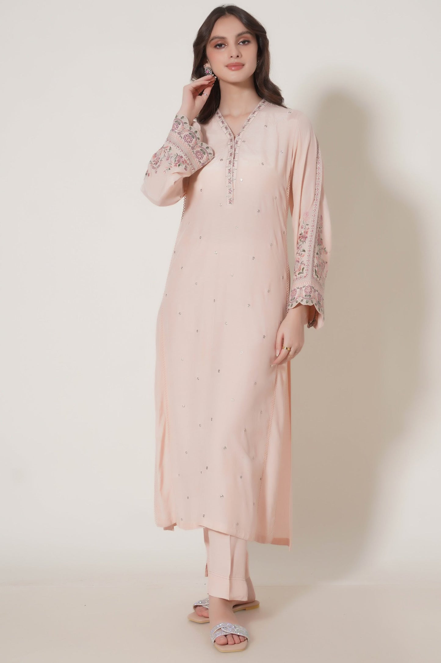 Stitched 3 Piece Raw Silk Embroidered Outfit