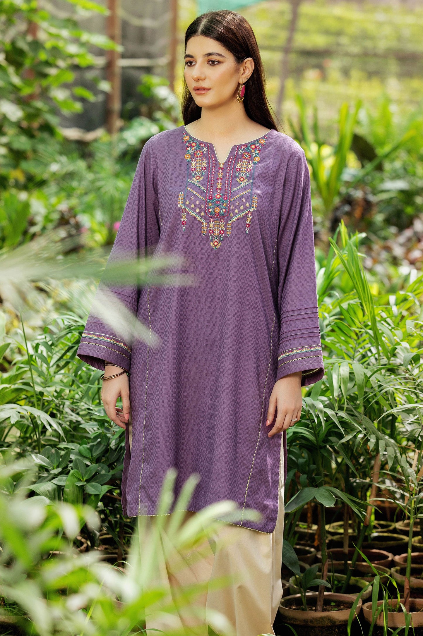 Stitched 1 Piece Embroidered Chikan Tarkashi Shirt