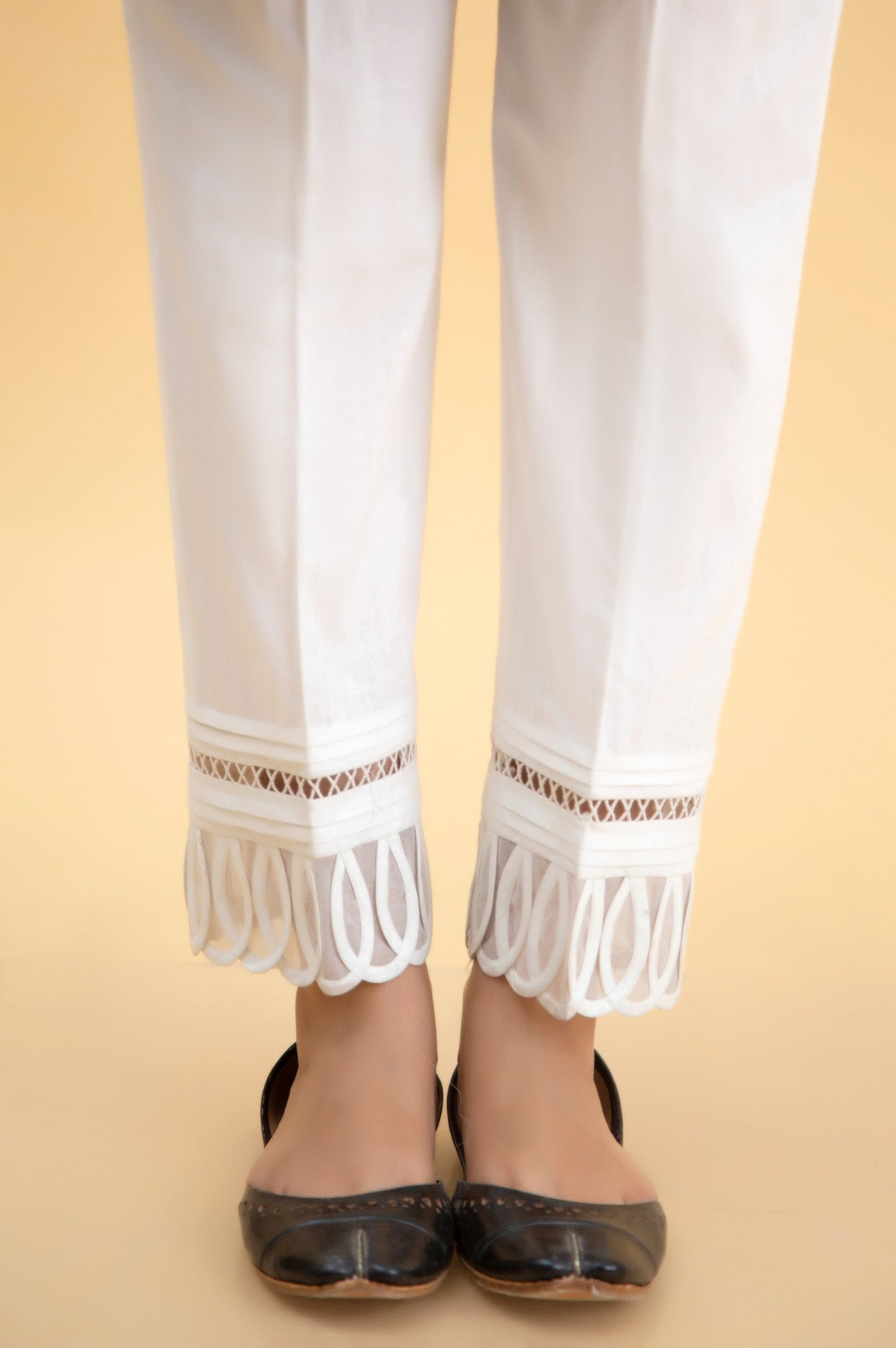 Embroidered Cambric Cigarette Pants