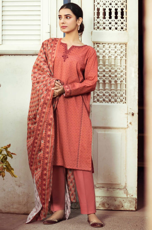 Unstitched 3 Piece Embroidered Cambric Suit