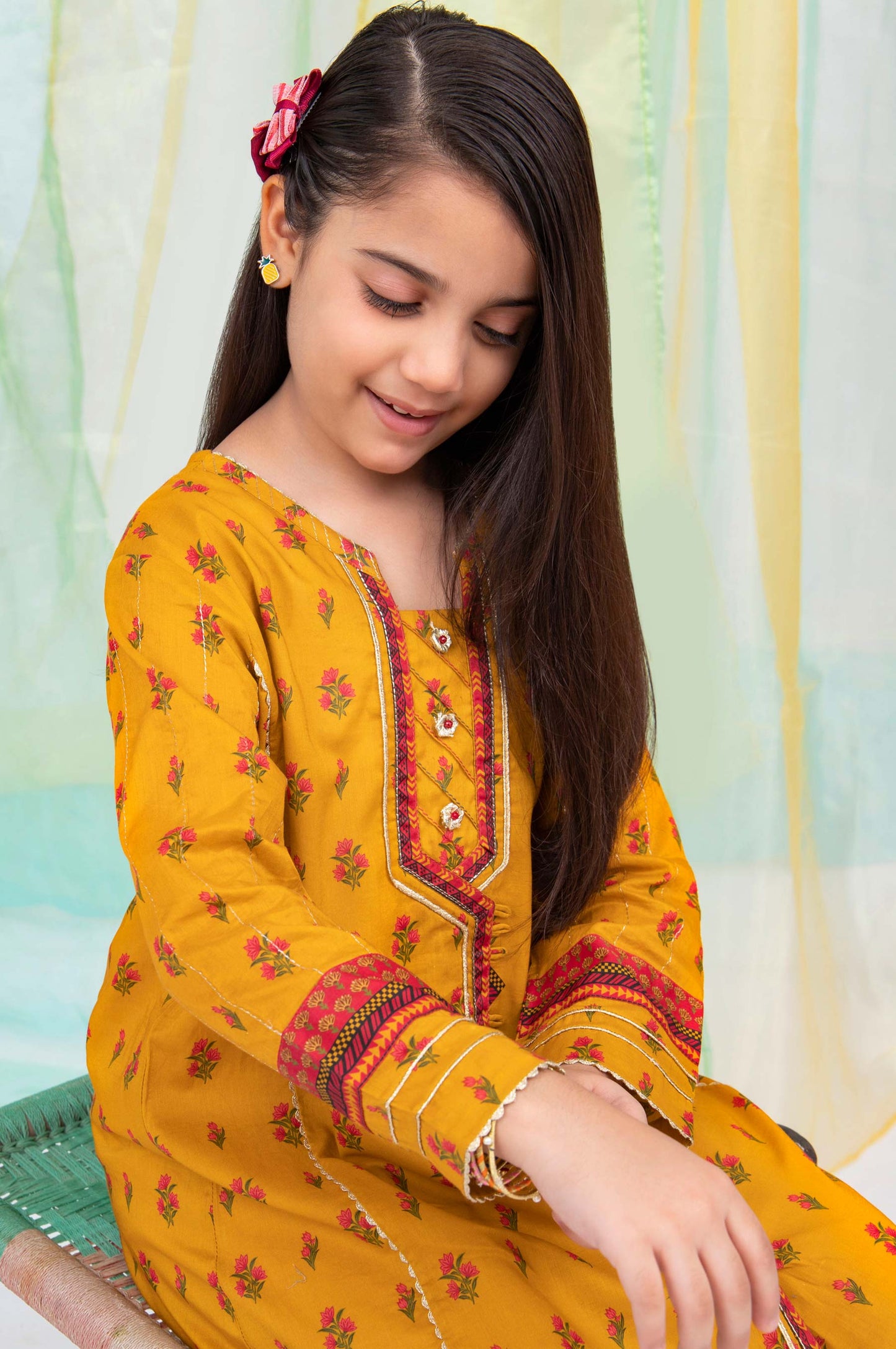 Stitched 1 Piece Embellished Shirt - Cambric