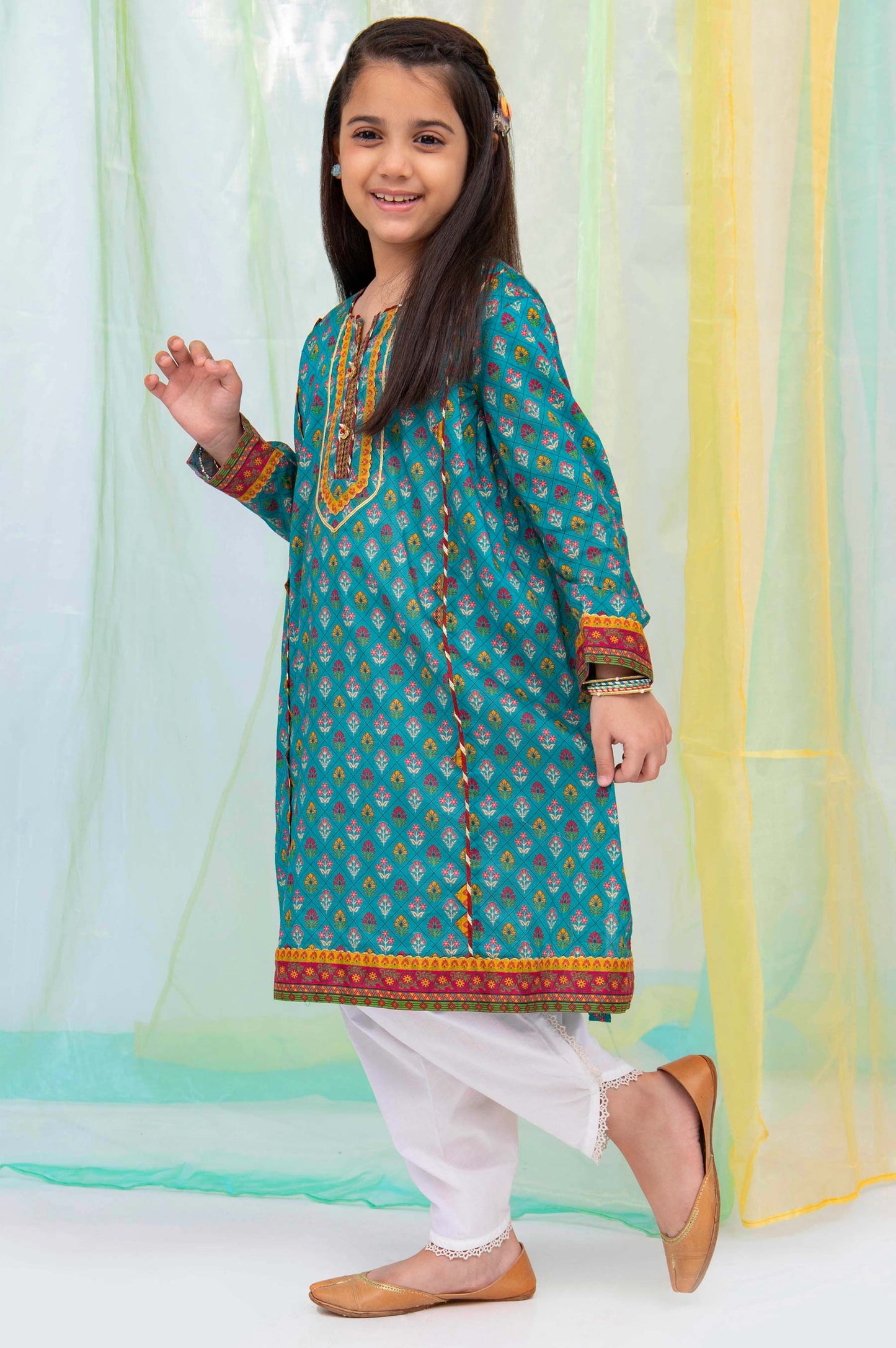 Stitched 1 Piece Embellished Shirt - Cambric