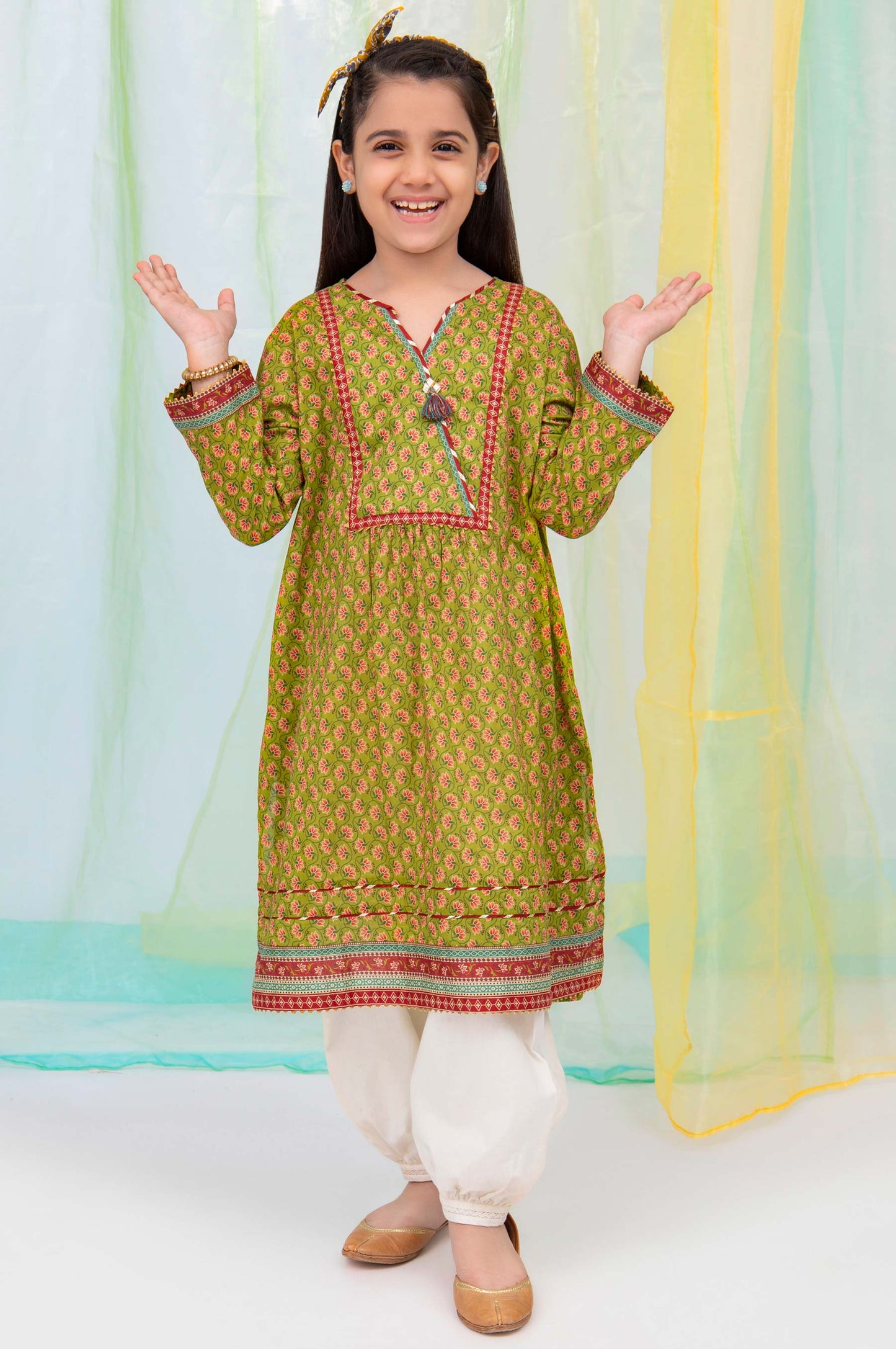 Stitched 1 Piece Embellished Shirt - Cambric